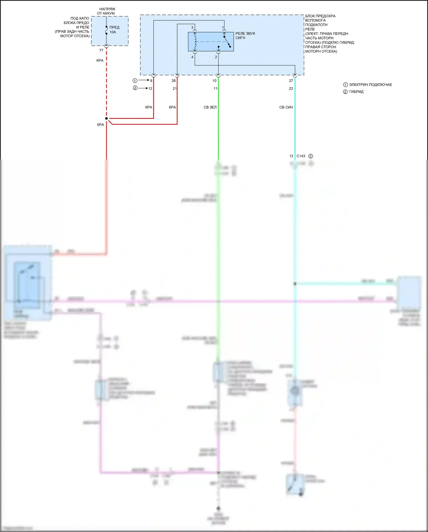 Clarity Honda II (2016-2021): Электросхема клаксона 