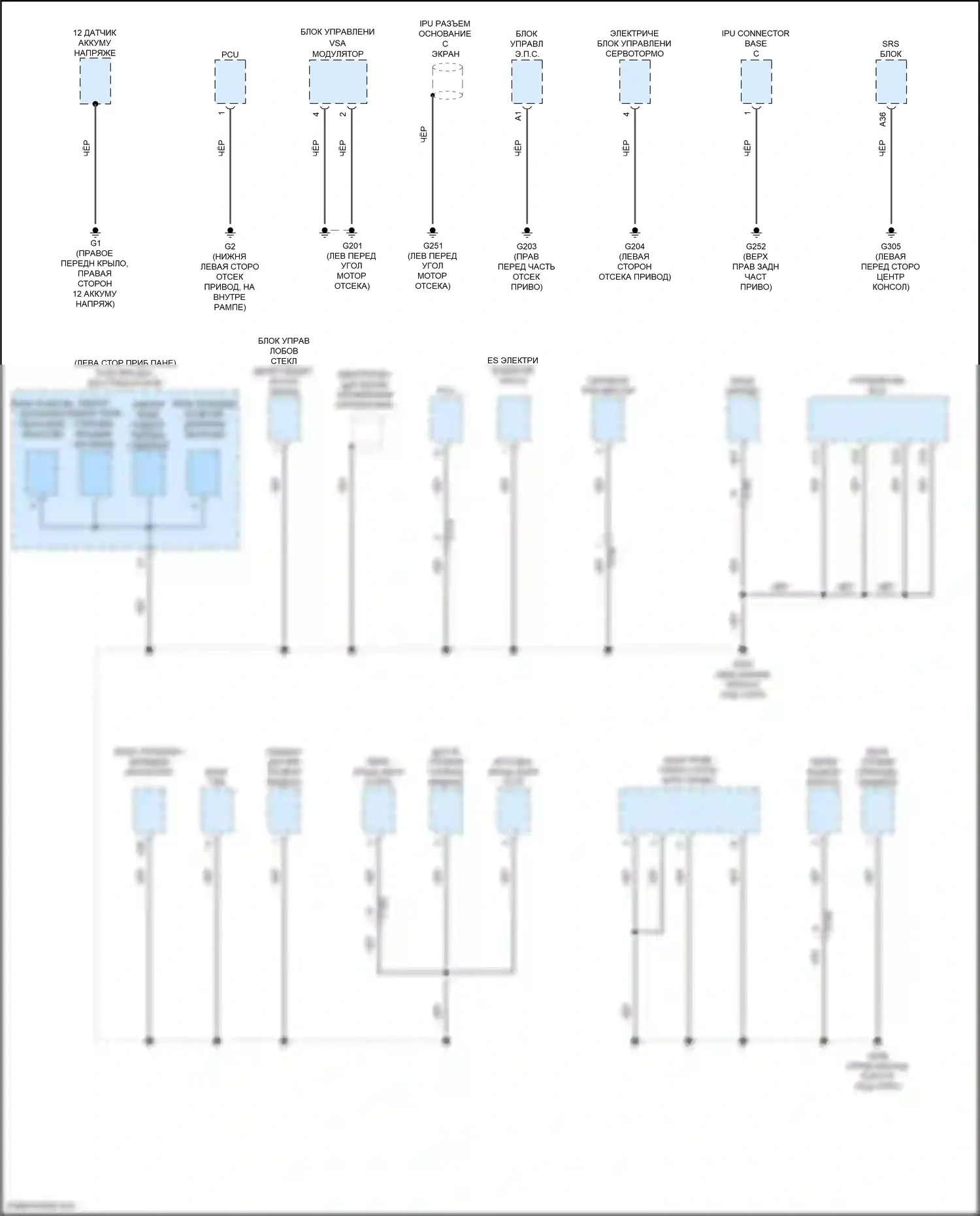 Clarity Honda II (2016-2021): Электросхема, электросхема точек подключения масс (1 из 5) 