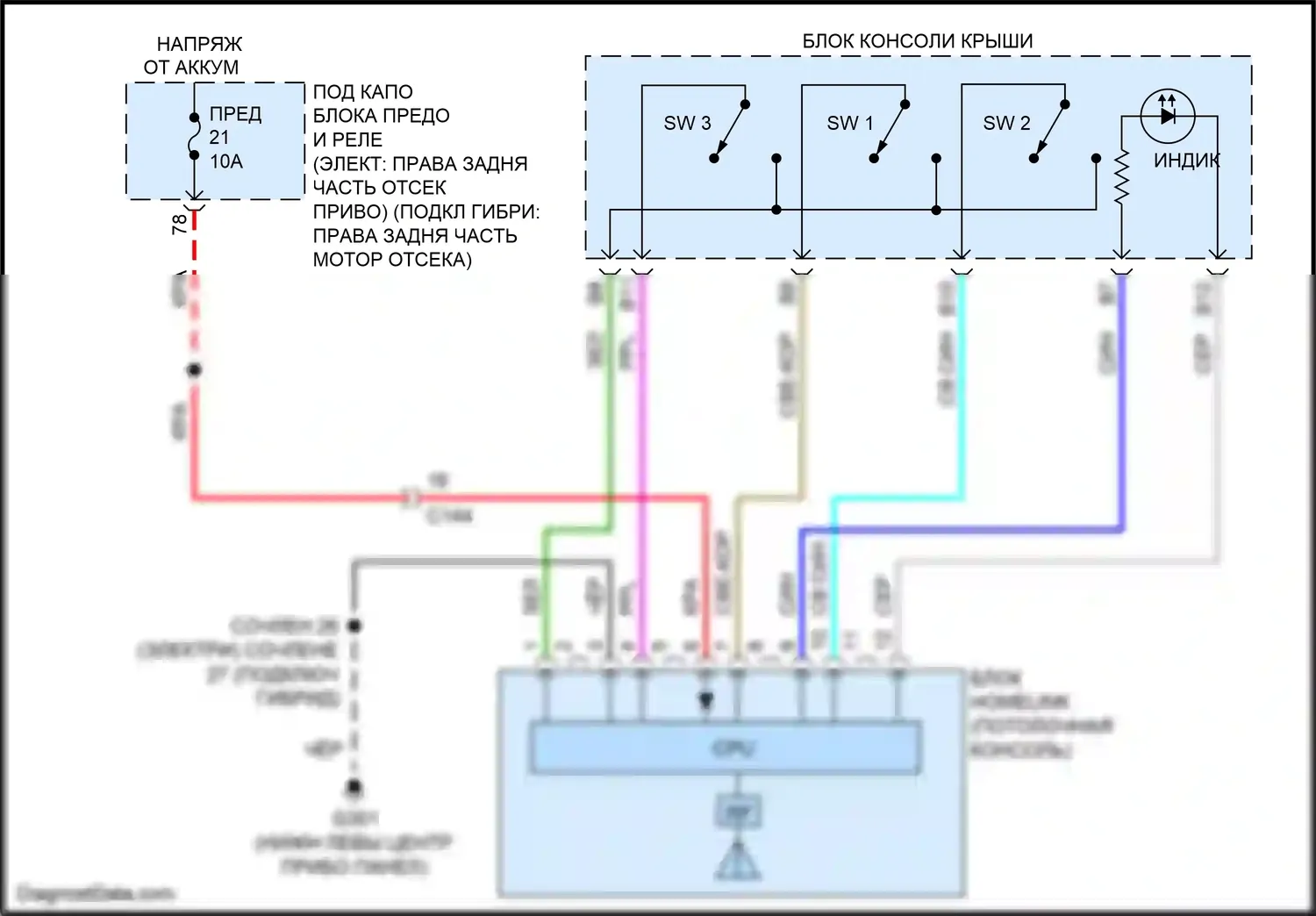 Clarity Honda II (2016-2021): Электросхема дистанционного управления homelink 