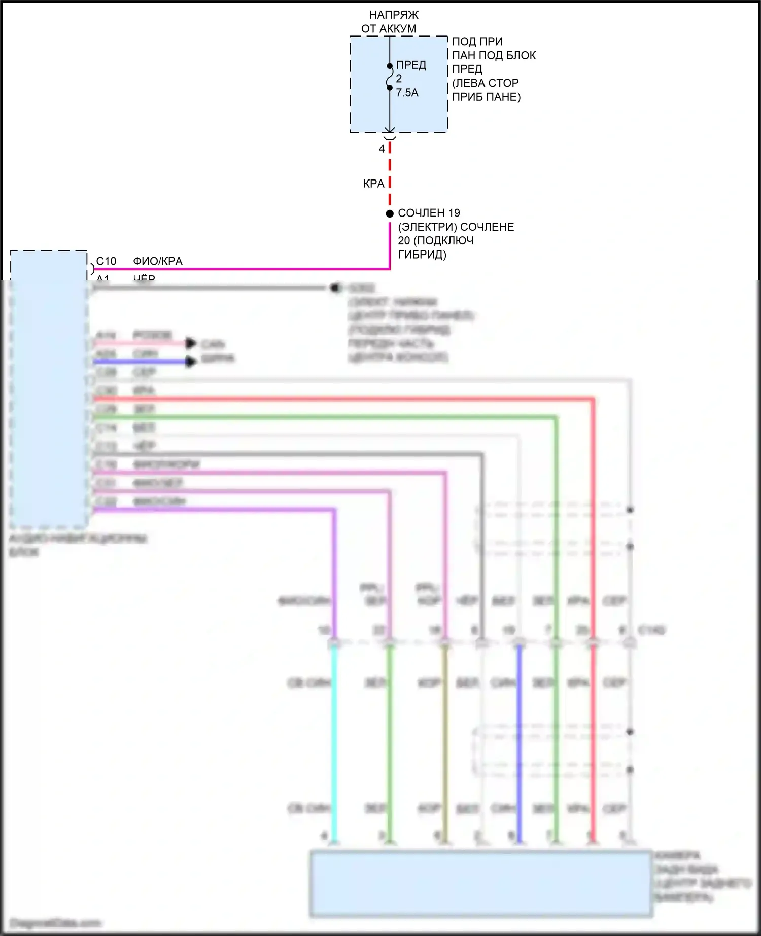 Clarity Honda II (2016-2021): Электросхема задней камеры 