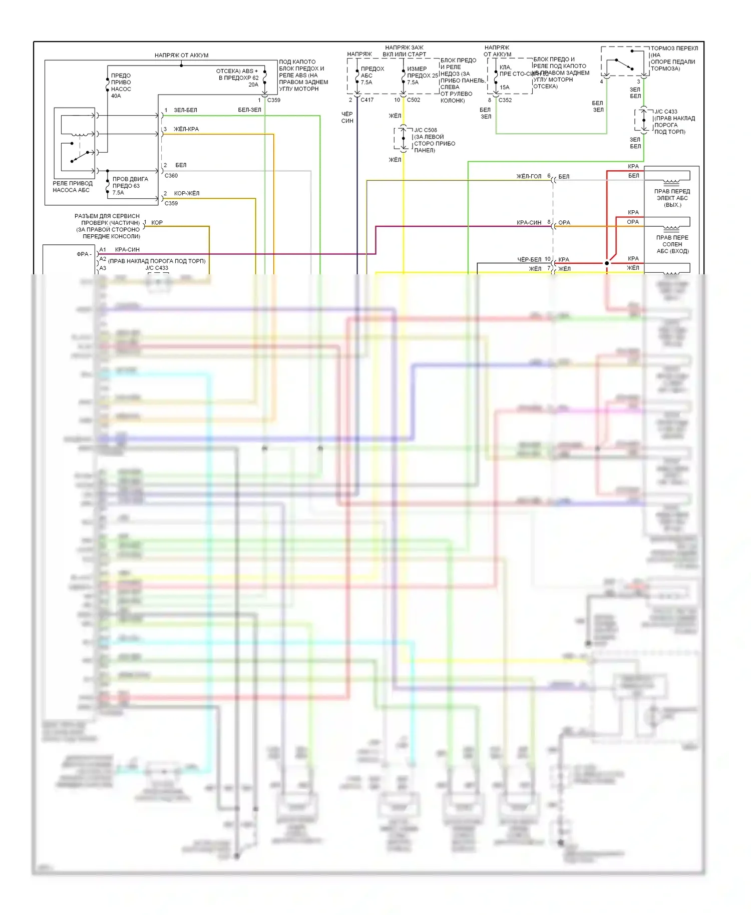 CR-V Honda I рестайлинг (1999-2001): Электросхемы антиблокировочной системы abs 