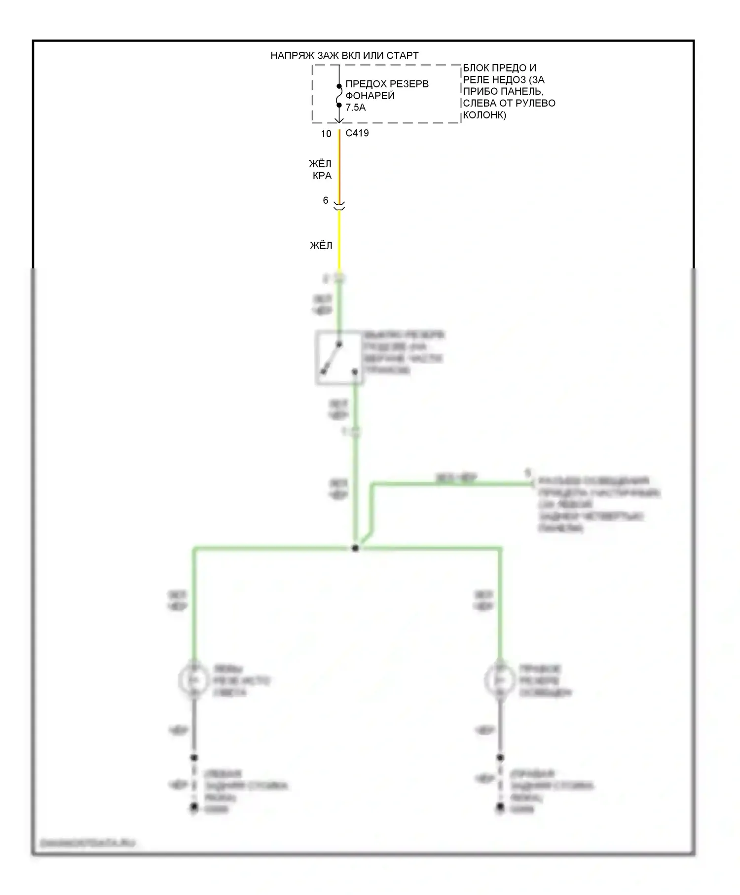 CR-V Honda I рестайлинг (1999-2001): Электросхема фонарей заднего хода, механическая коробка передач 