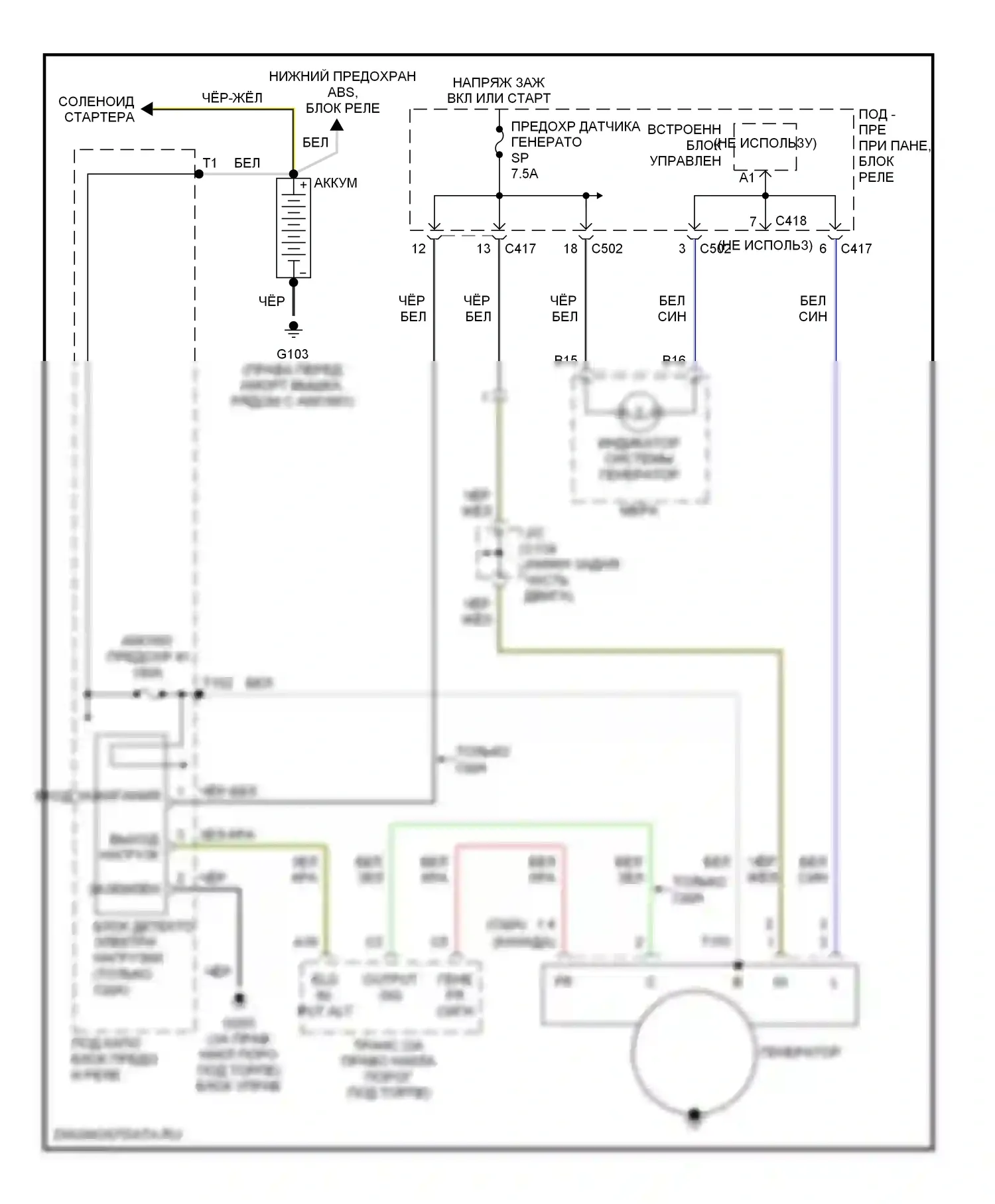 CR-V Honda I рестайлинг (1999-2001): Электросхема генератора 