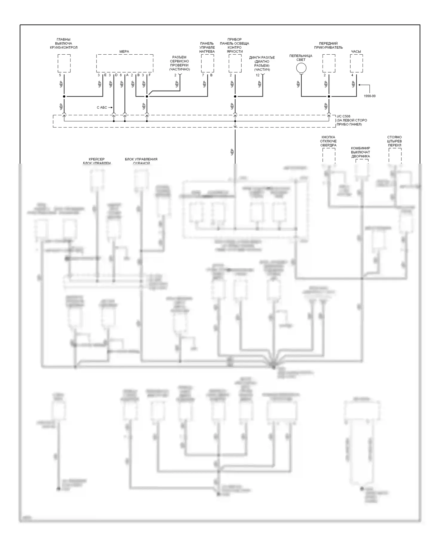 CR-V Honda I (1995-1999): Электросхема точек подключения масс (2 из 3) 