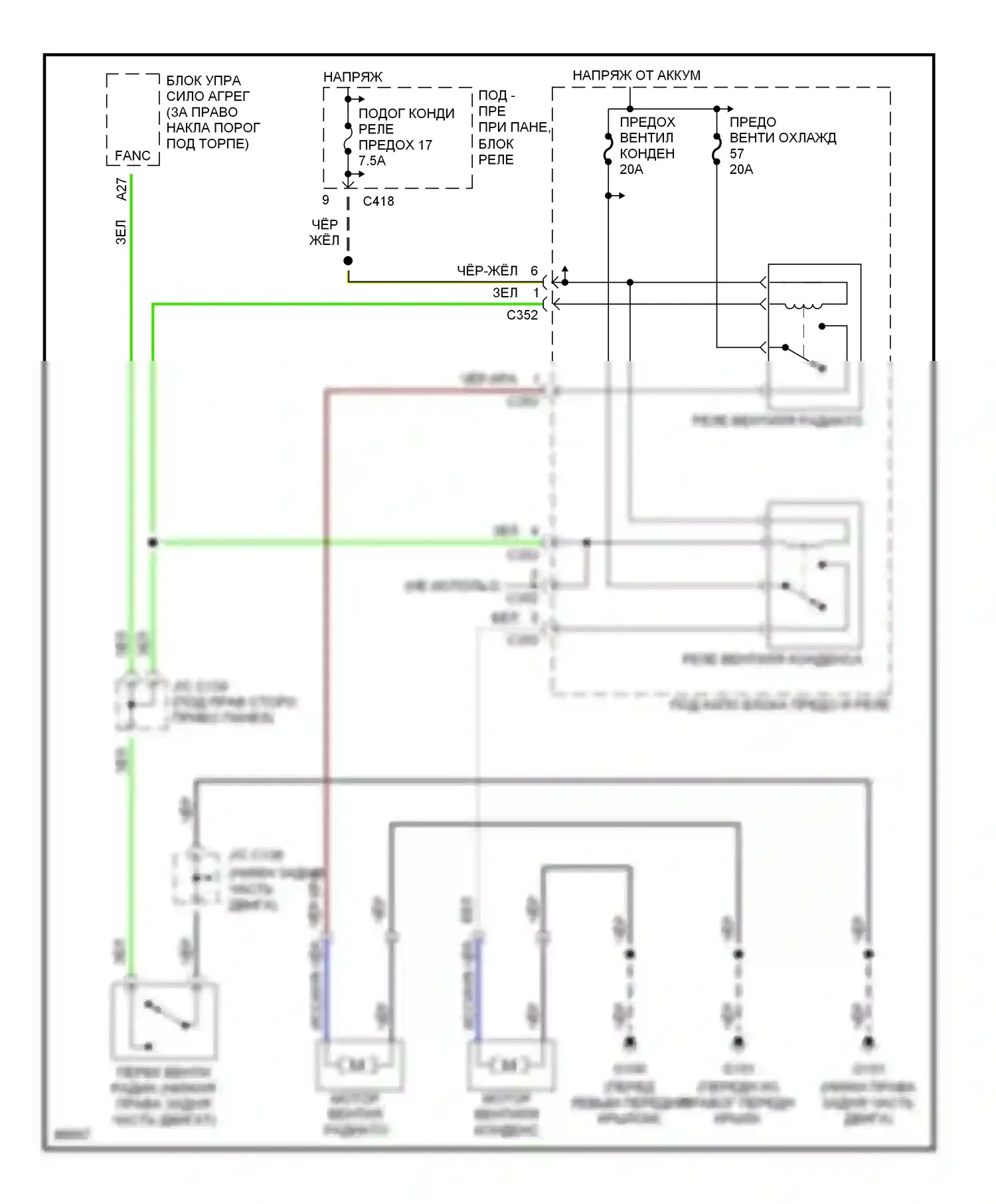 CR-V Honda I (1995-1999): Электросхема вентилятора охлаждения 
