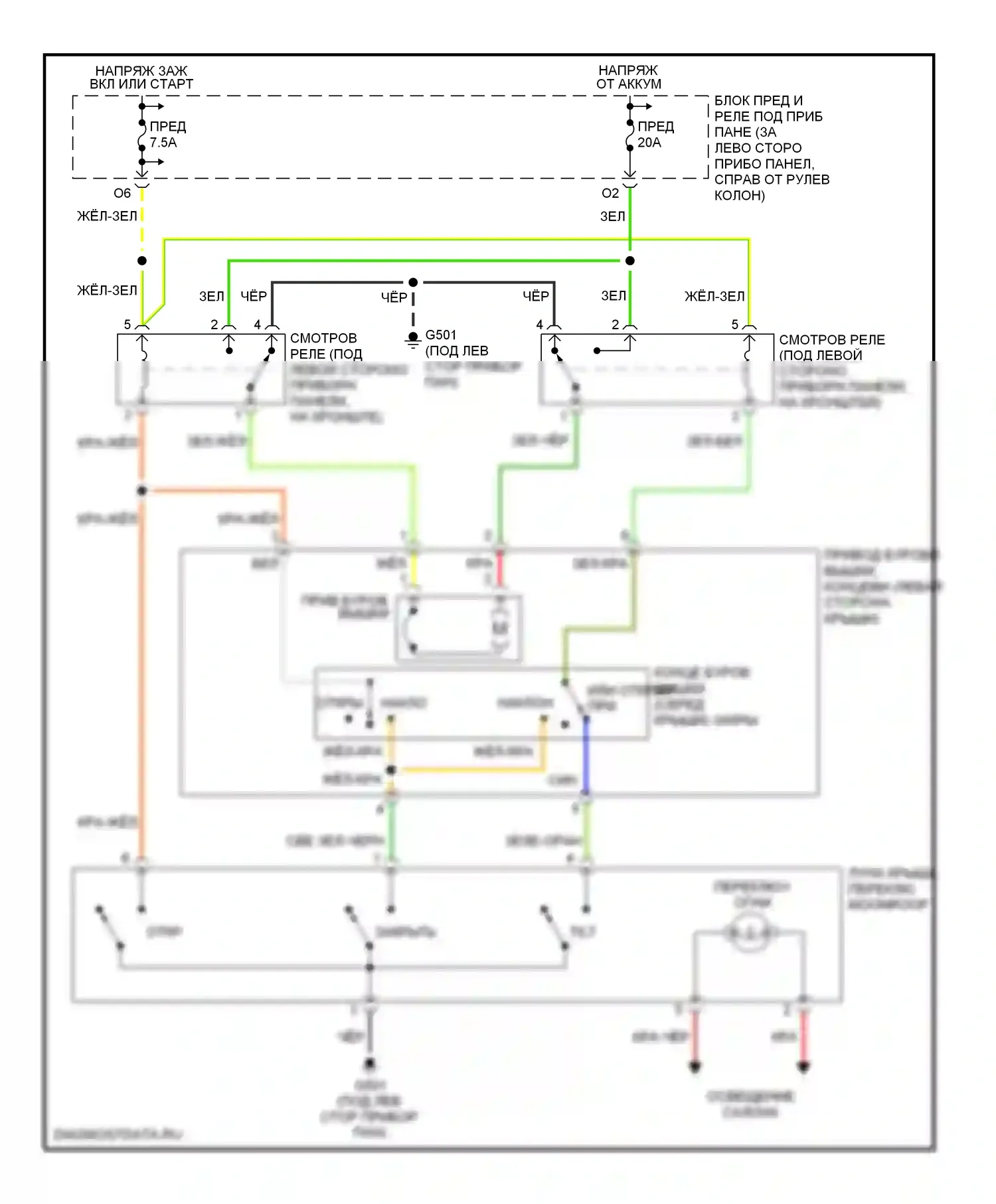 CR-V Honda II рестайлинг (2004-2006): Электросхема складной крыши/люка 