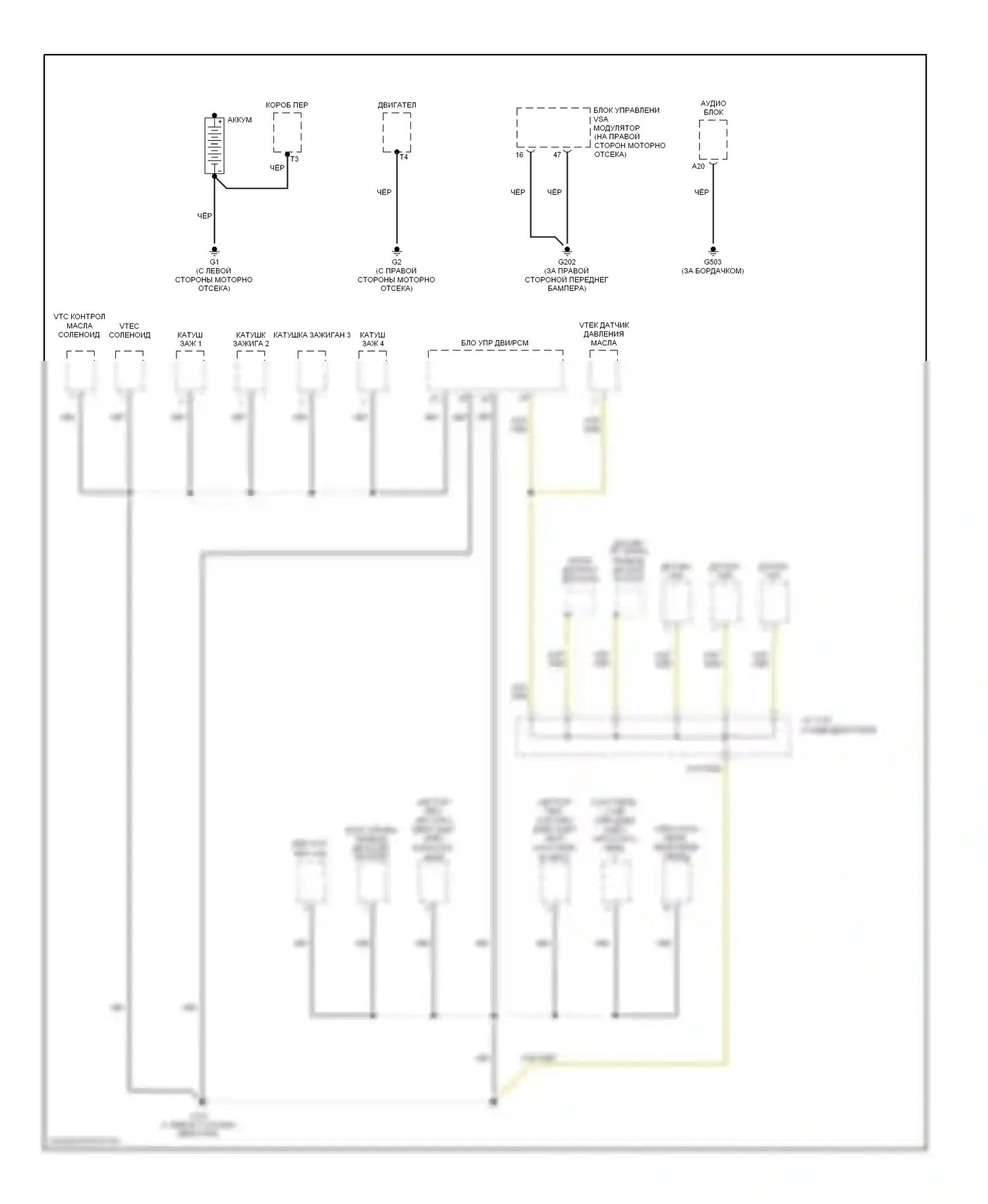 CR-V Honda II рестайлинг (2004-2006): Электросхема точек подключения масс (1 из 4) 