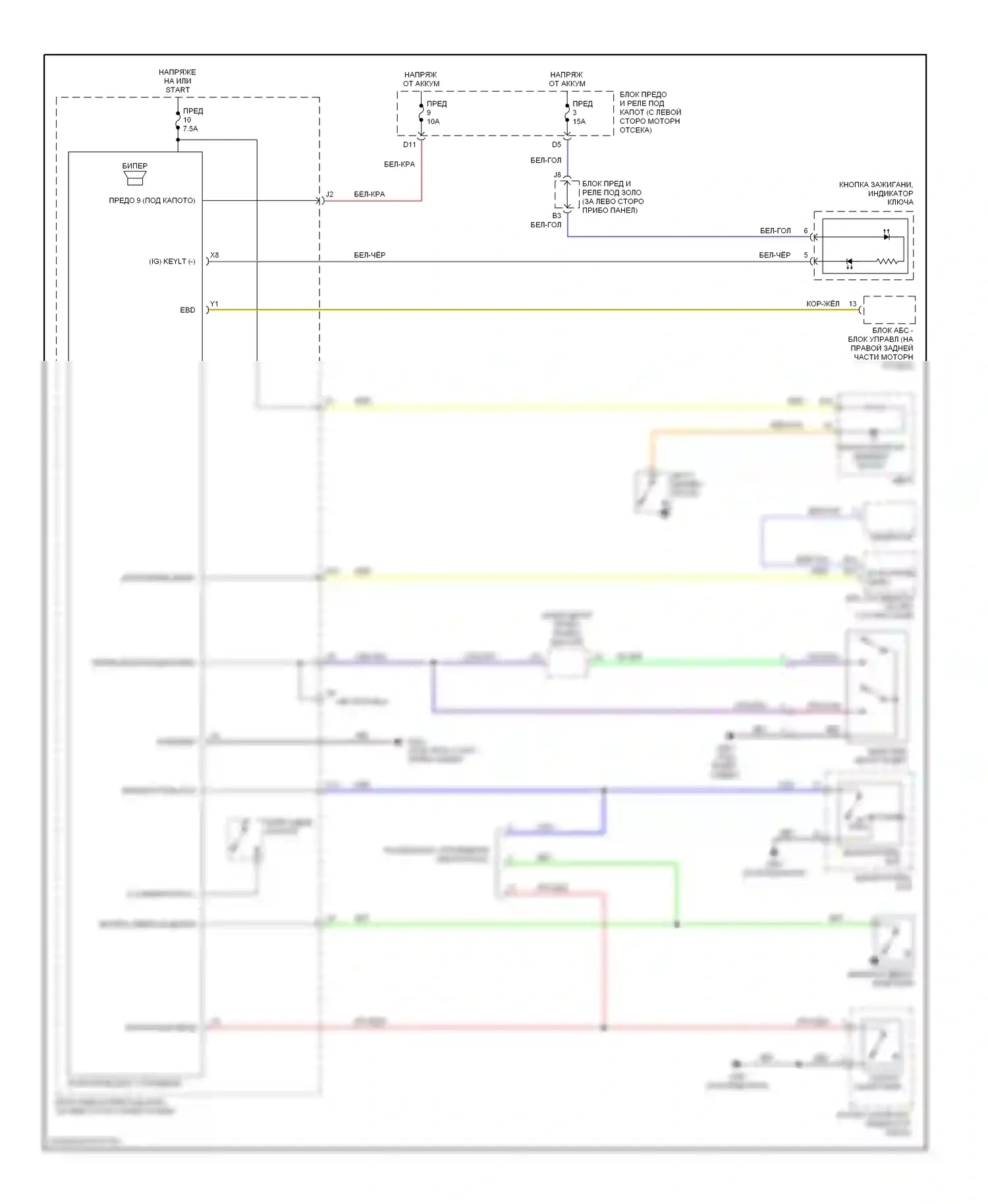 CR-V Honda II (2001-2004): Электросхемы системы оповещения 