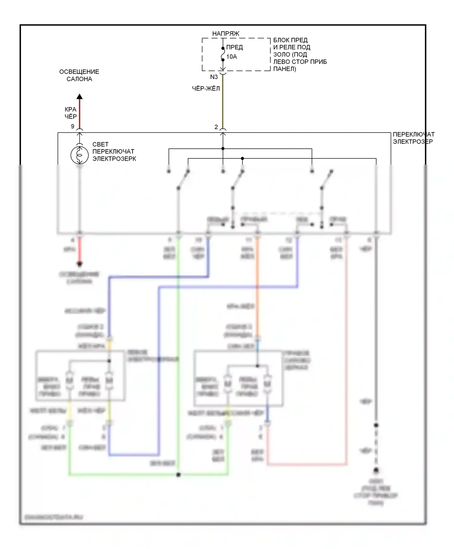 CR-V Honda II (2001-2004): Электросхема зеркала питания, без подогрева 