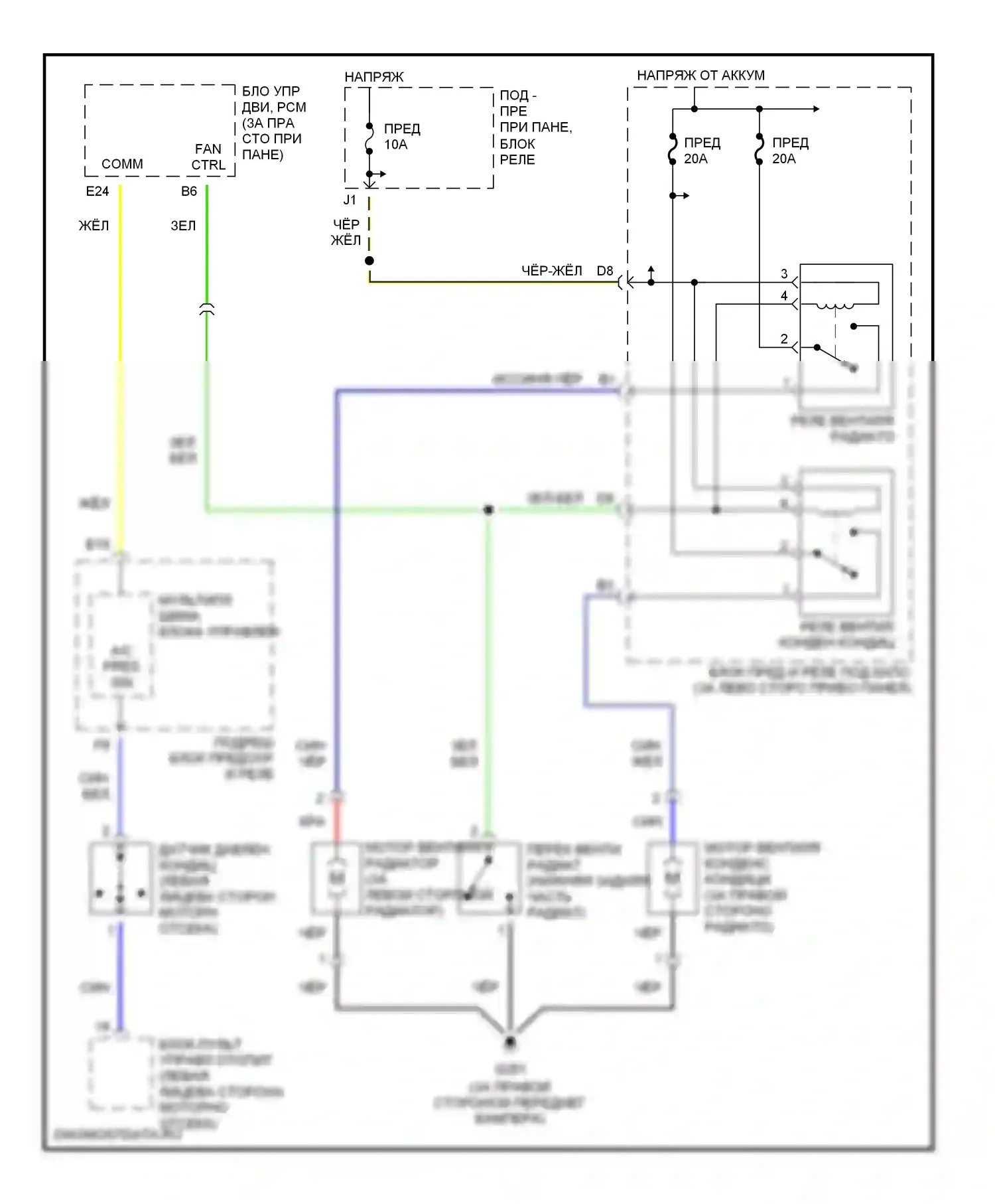 CR-V Honda II (2001-2004): Электросхема вентилятора охлаждения 