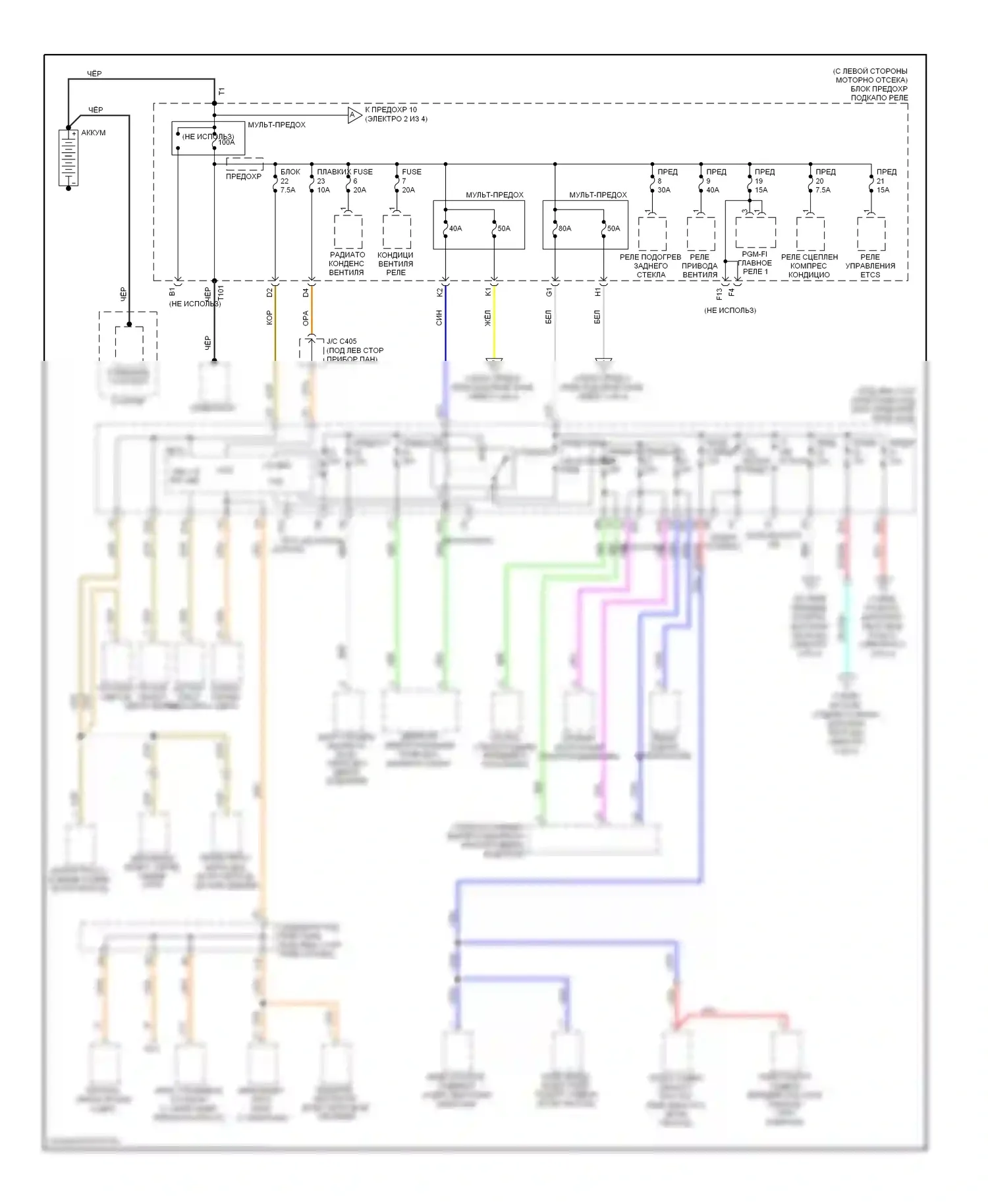 CR-V Honda III рестайлинг (2009-2012): Электросхема блока предохранителей реле (1 из 4) 