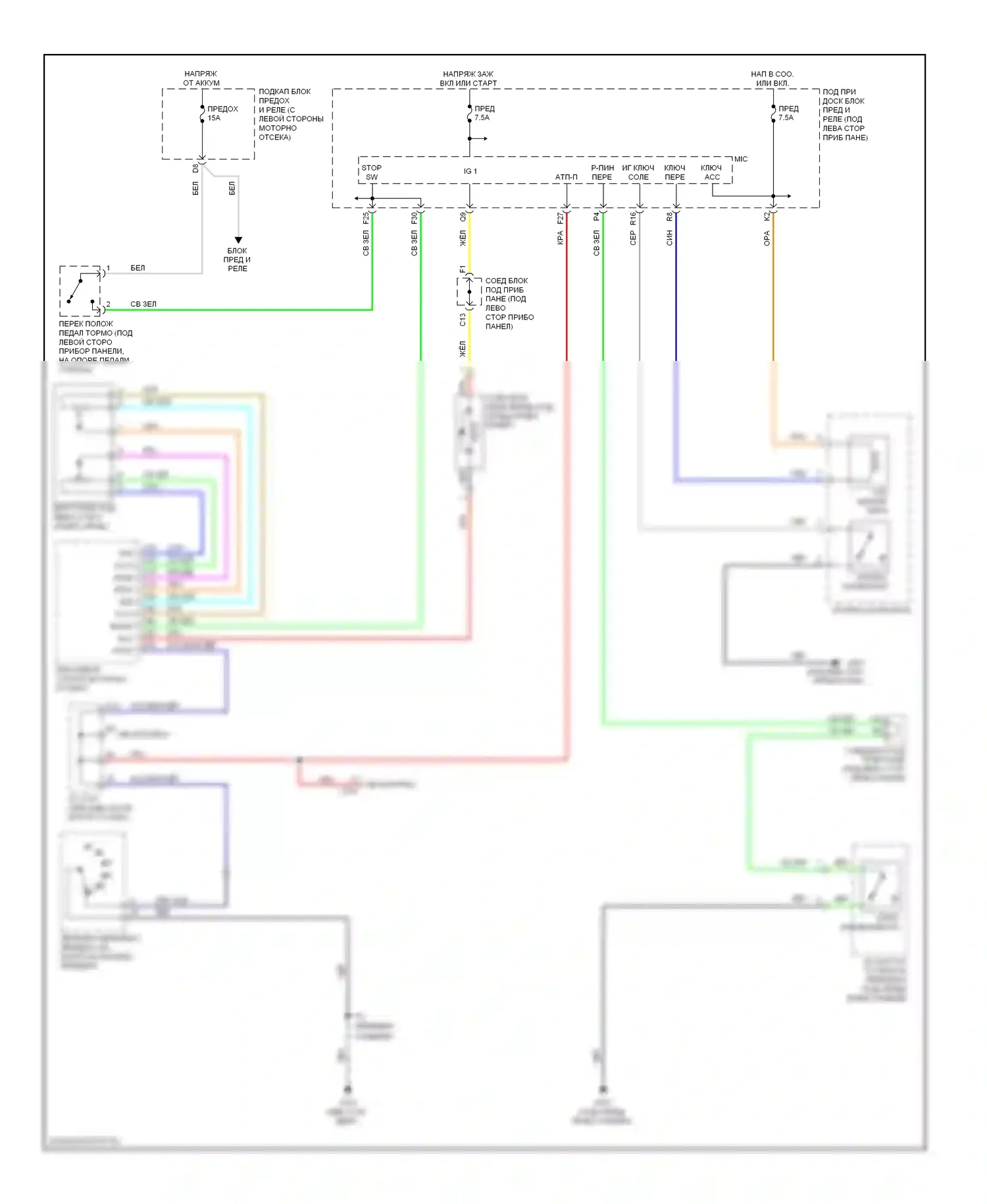 CR-V Honda III рестайлинг (2009-2012): Электросхема блокировки селектора 