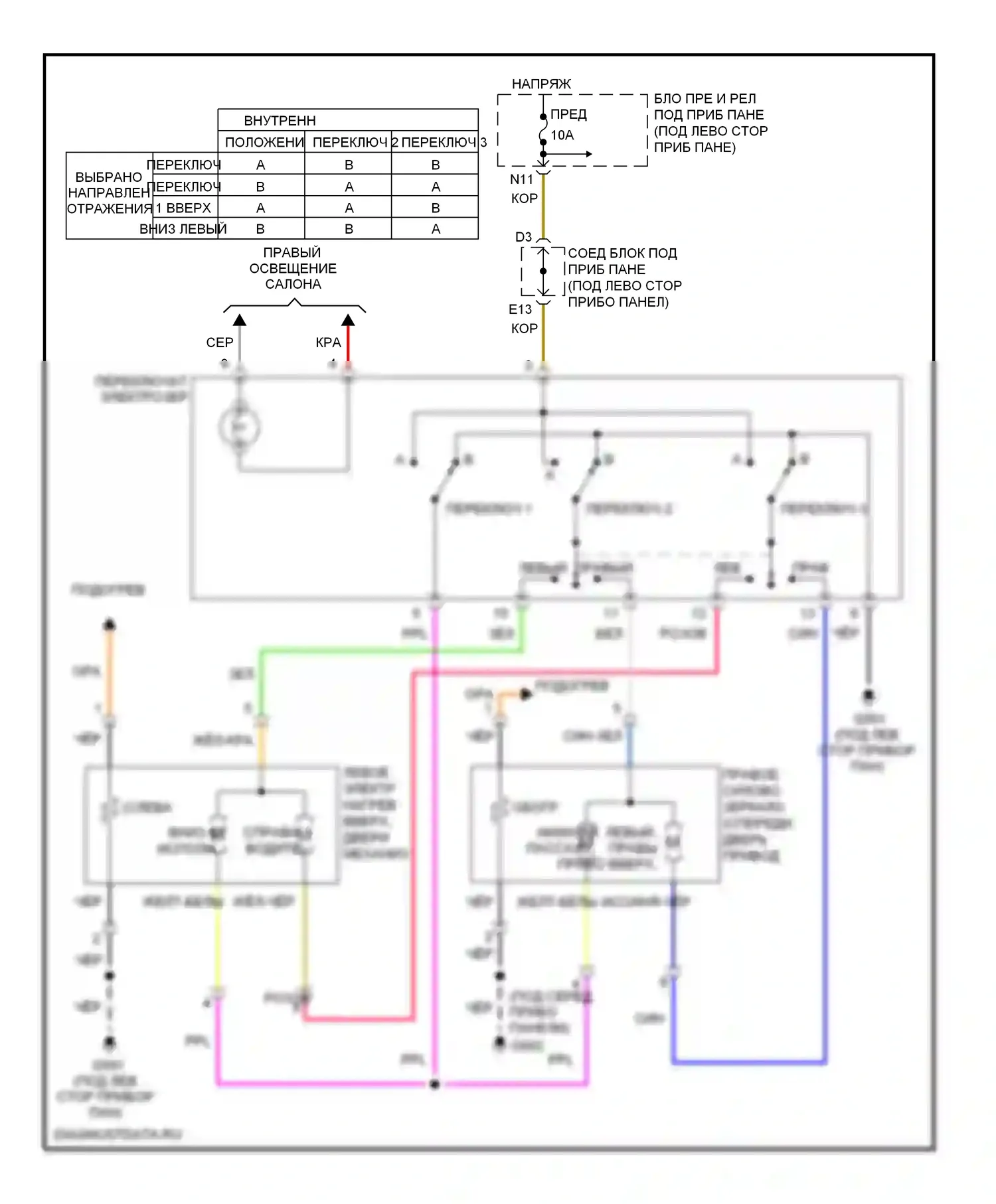 CR-V Honda III рестайлинг (2009-2012): Электросхема управления зеркалами заднего вида 