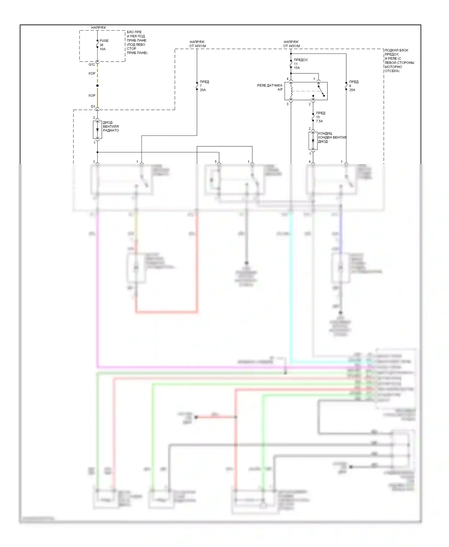 CR-V Honda III рестайлинг (2009-2012): Электросхема вентилятора охлаждения 