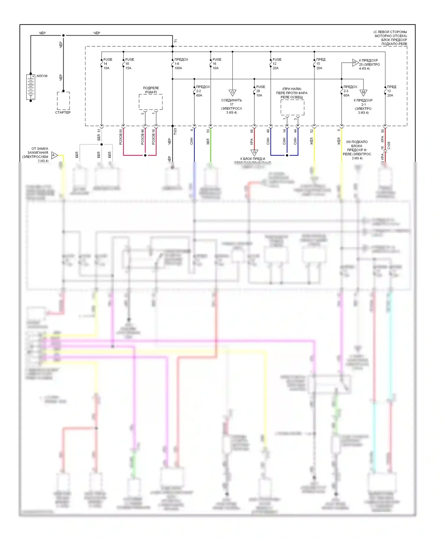 CR-V Honda IV (2011-2015): Электросхема блока предохранителей реле (1 из 4) 