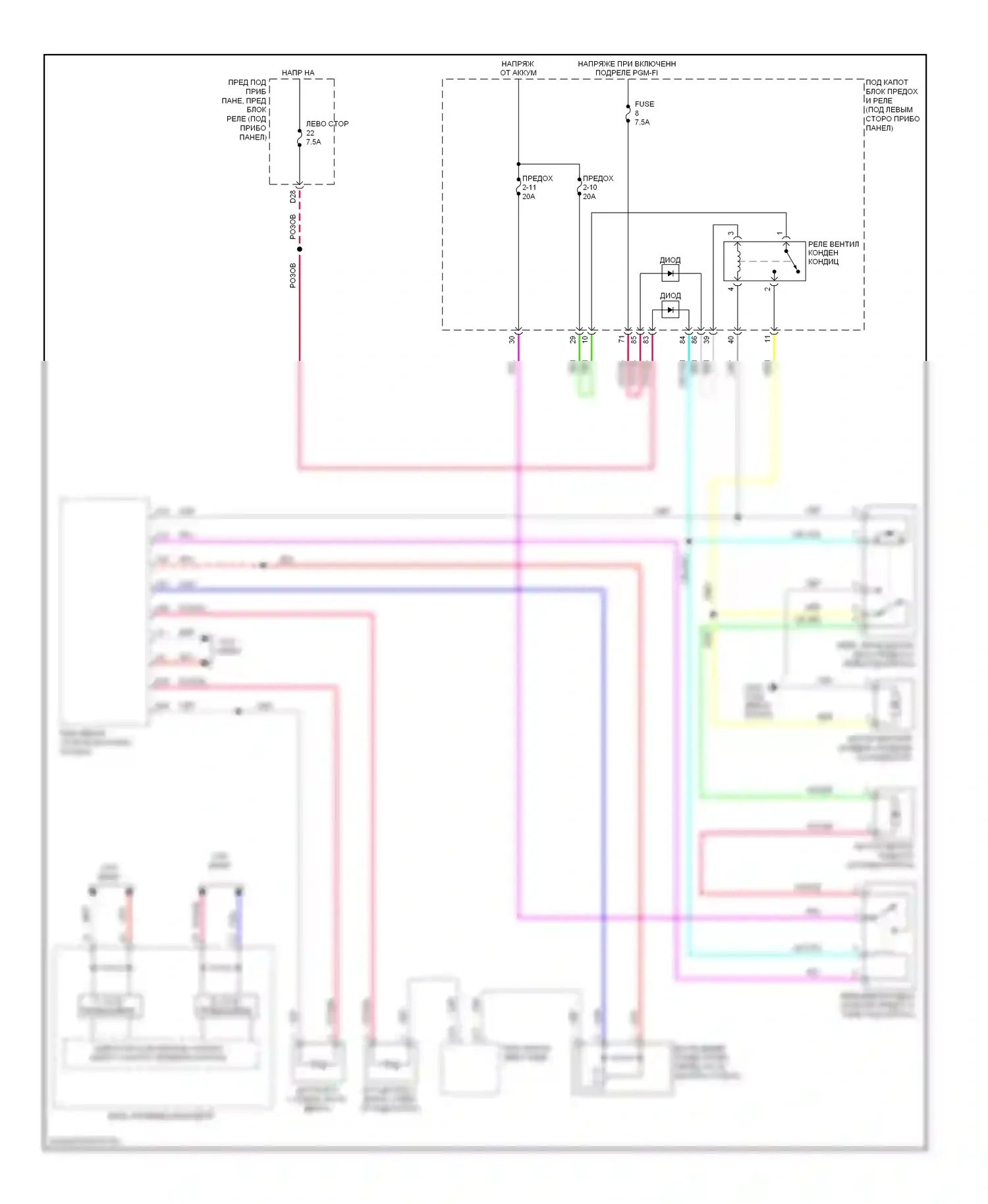 CR-V Honda IV (2011-2015): Электросхема вентилятора охлаждения 