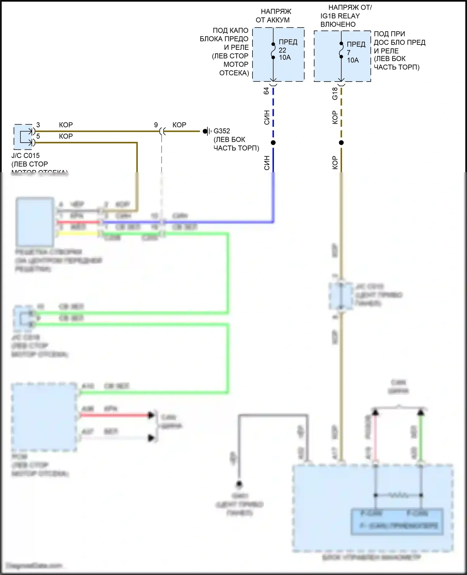 CR-V Honda V рестайлинг (2019-2024): Электросхема створки решетки, гибрид 