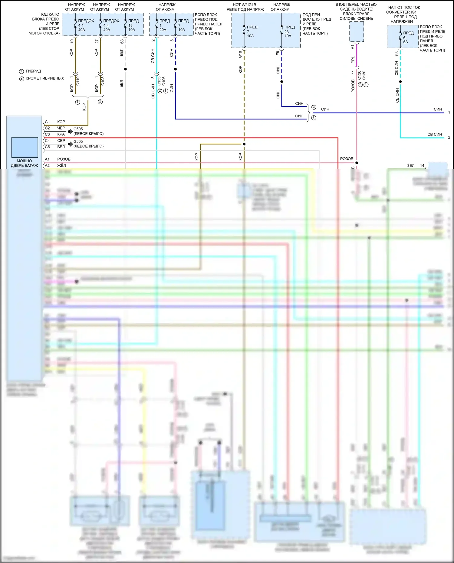 CR-V Honda V рестайлинг (2019-2024): Электросхема силовой двери багажника (1 из 2) 