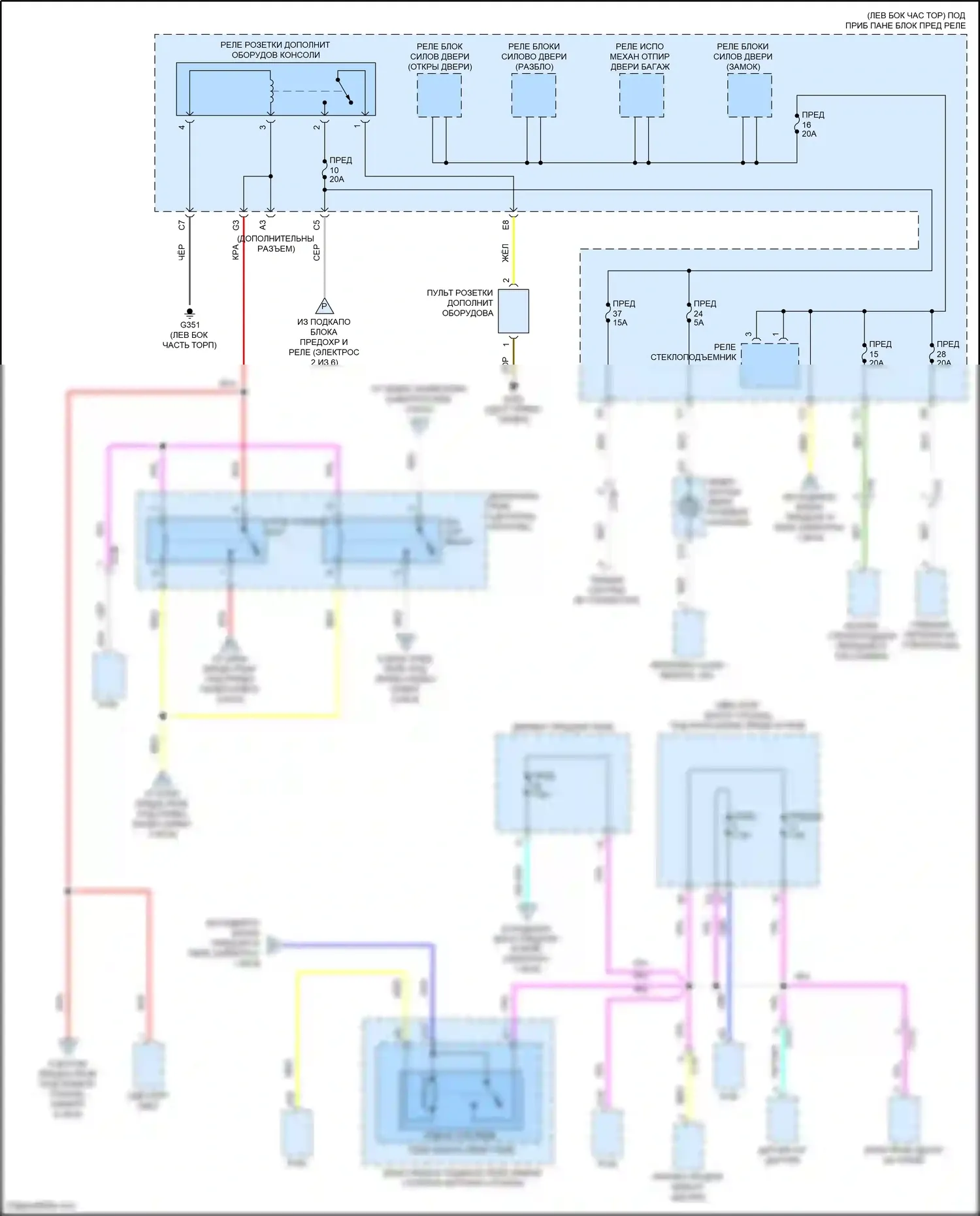 CR-V Honda V рестайлинг (2019-2024): Электросхема блока предохранителей реле, кроме гибридного без бесключевого доступа (4 из 6) 