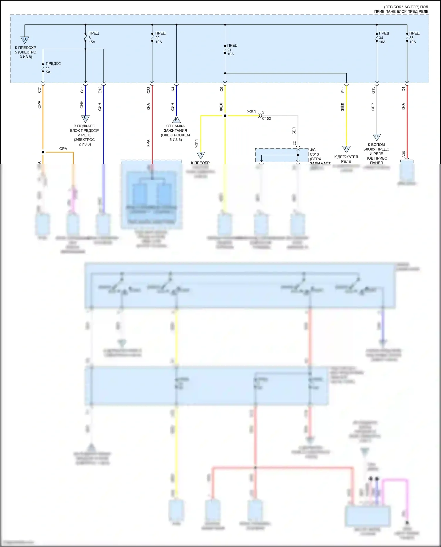 CR-V Honda V рестайлинг (2019-2024): Электросхема блока предохранителей реле, кроме гибридного без бесключевого доступа (5 из 6) 