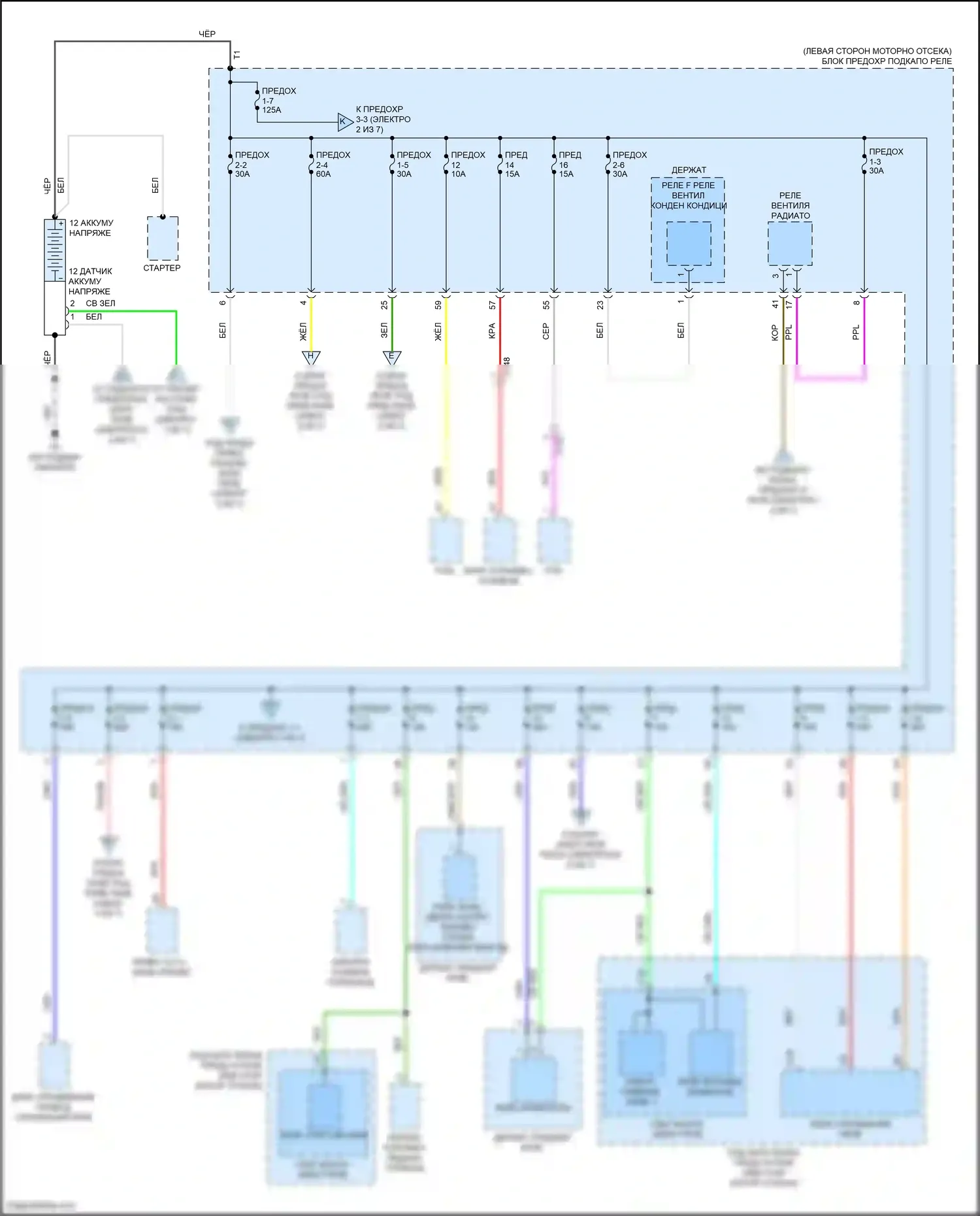 CR-V Honda V рестайлинг (2019-2024): Электросхема блока предохранителей реле, кроме гибридного с бесключевым доступом (1 из 7) 