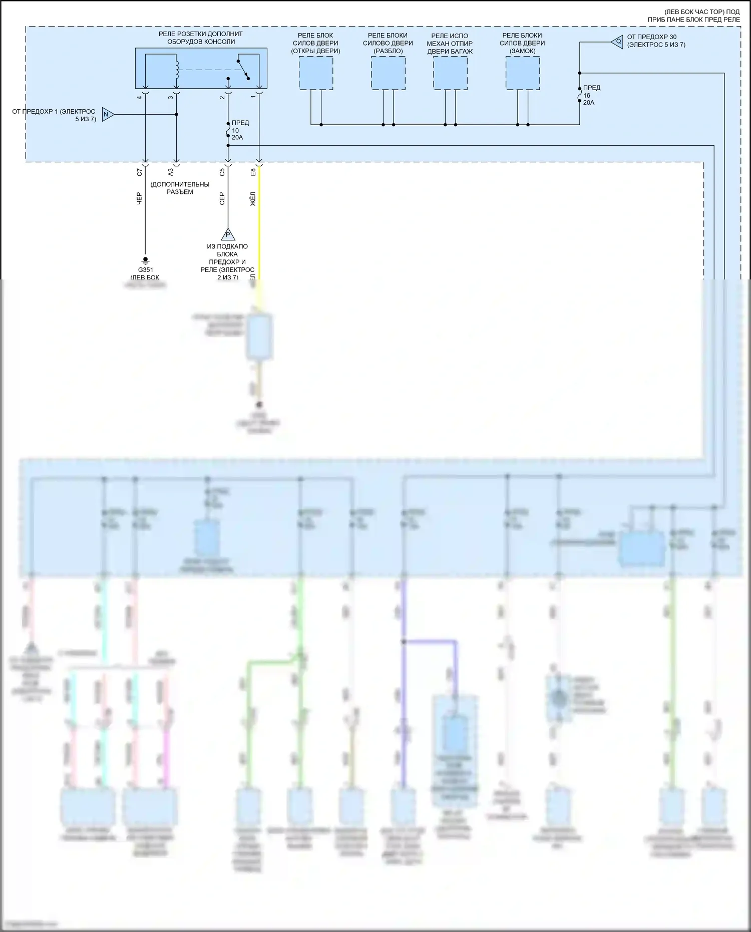 CR-V Honda V рестайлинг (2019-2024): Электросхема блока предохранителей реле, кроме гибридного с бесключевым доступом (4 из 7) 