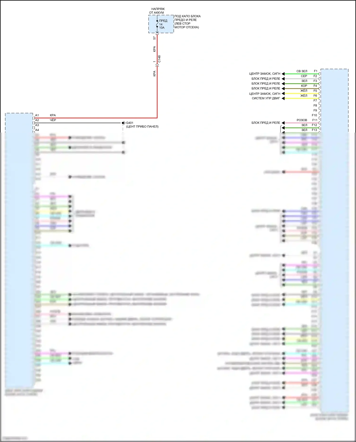 CR-V Honda V рестайлинг (2019-2024): Электросхема блоков управления кузовом, за исключением гибридного (1 из 2) 