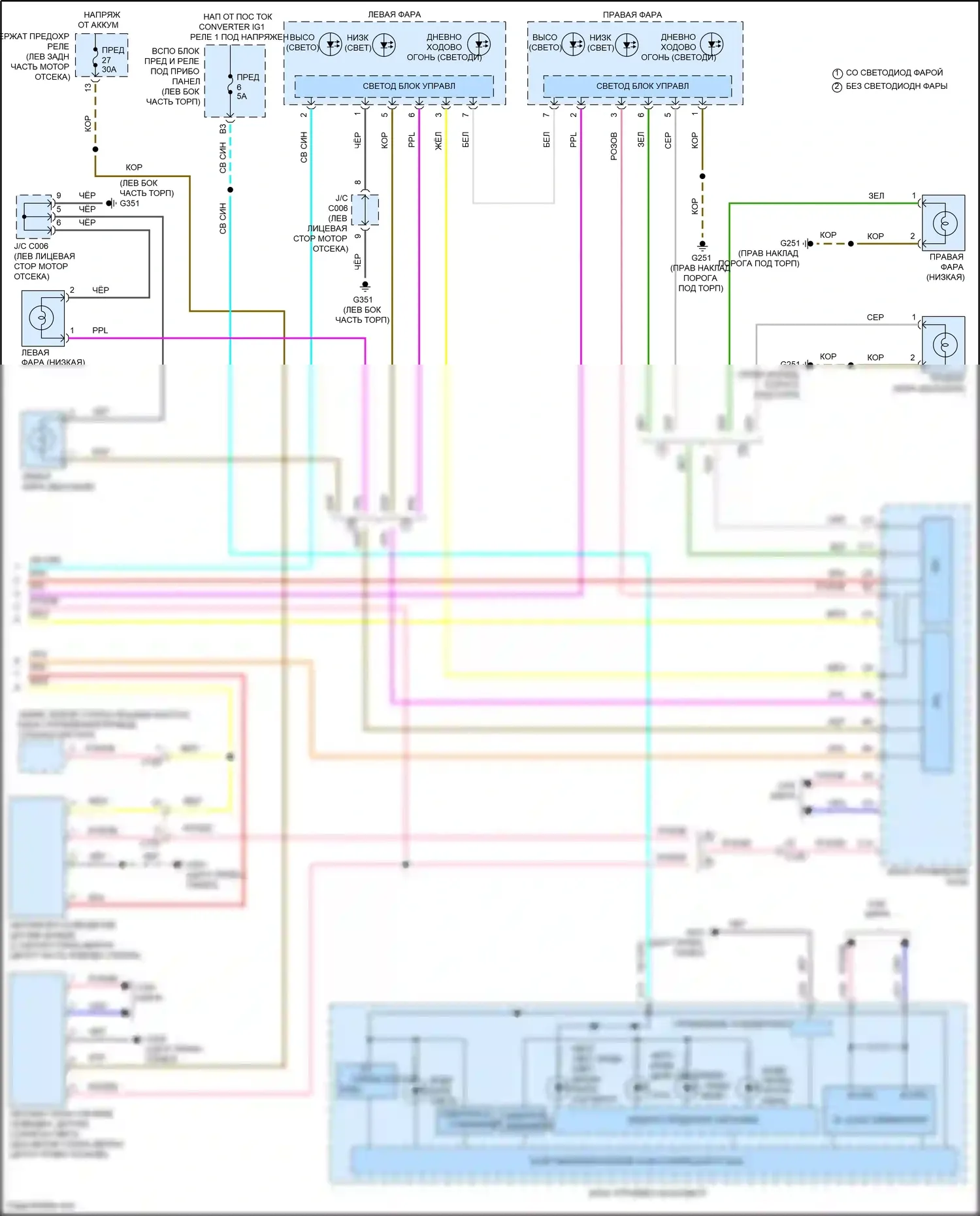 CR-V Honda V рестайлинг (2019-2024): Электросхема фар, кроме гибридной (2 из 2) 