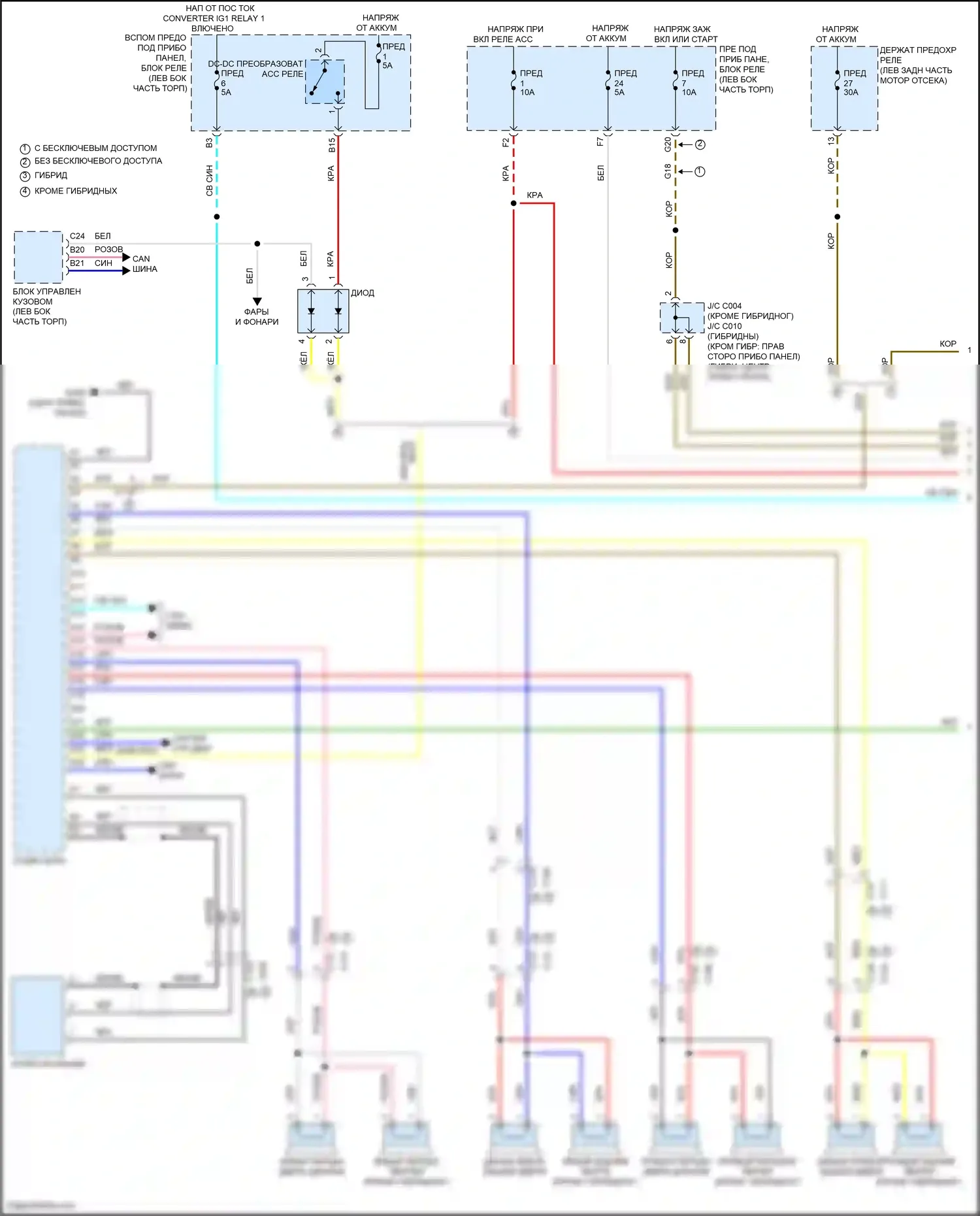 CR-V Honda V рестайлинг (2019-2024): Электросхема магнитолы, с цветным звуком (1 из 3) 