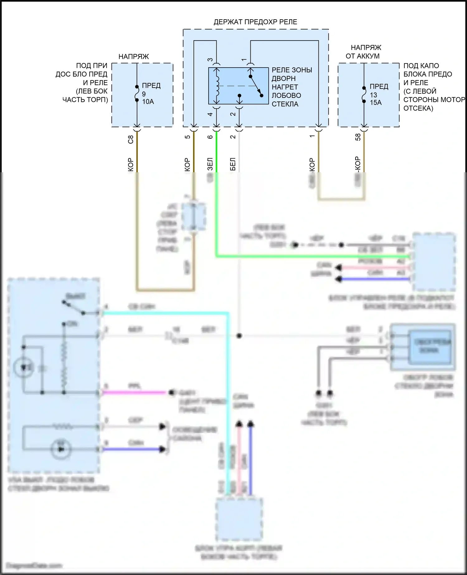 CR-V Honda V рестайлинг (2019-2024): Электросхема обогреваемого лобового стекла 