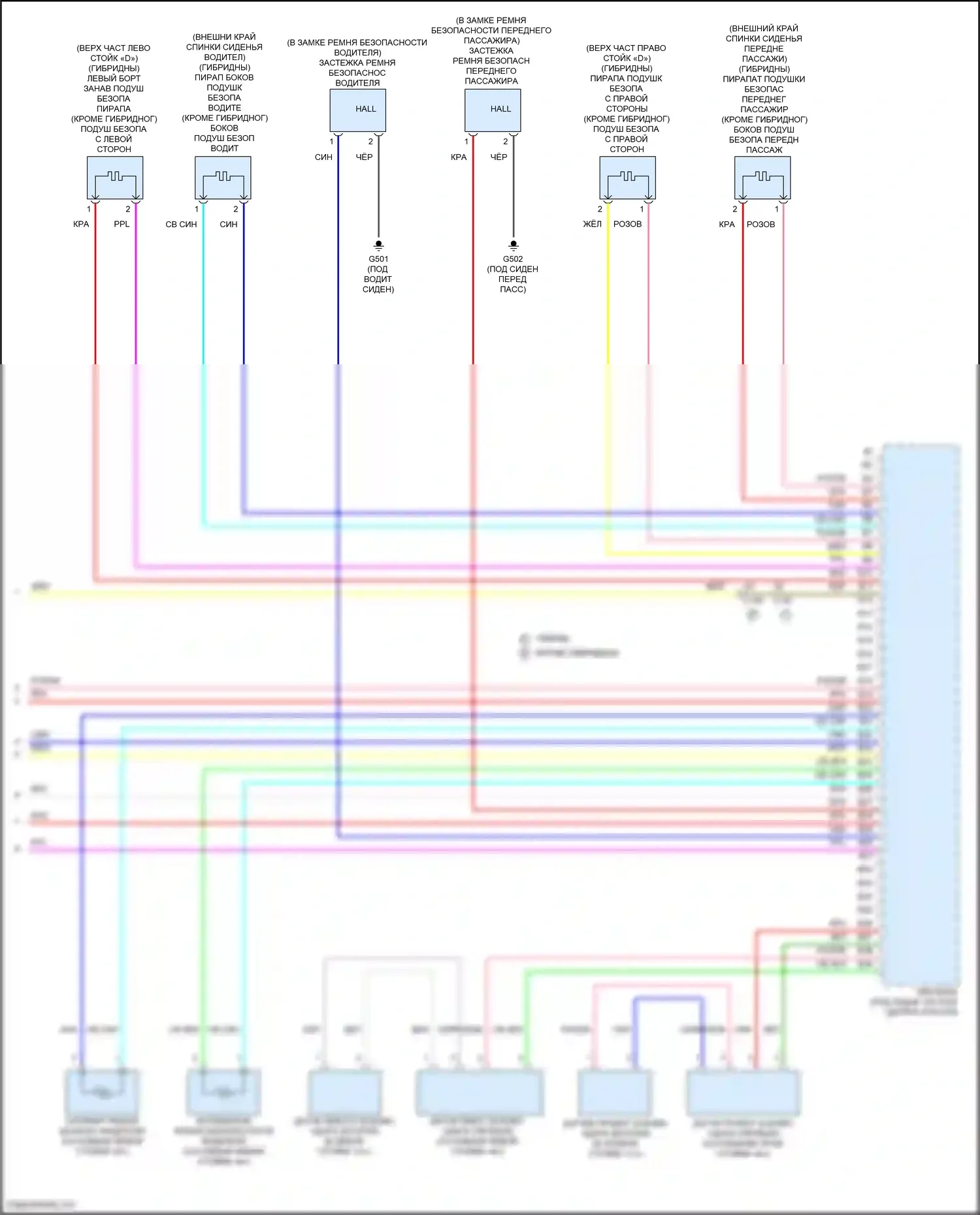 CR-V Honda V рестайлинг (2019-2024): Электросхема подушек безопасности (3 из 3) 