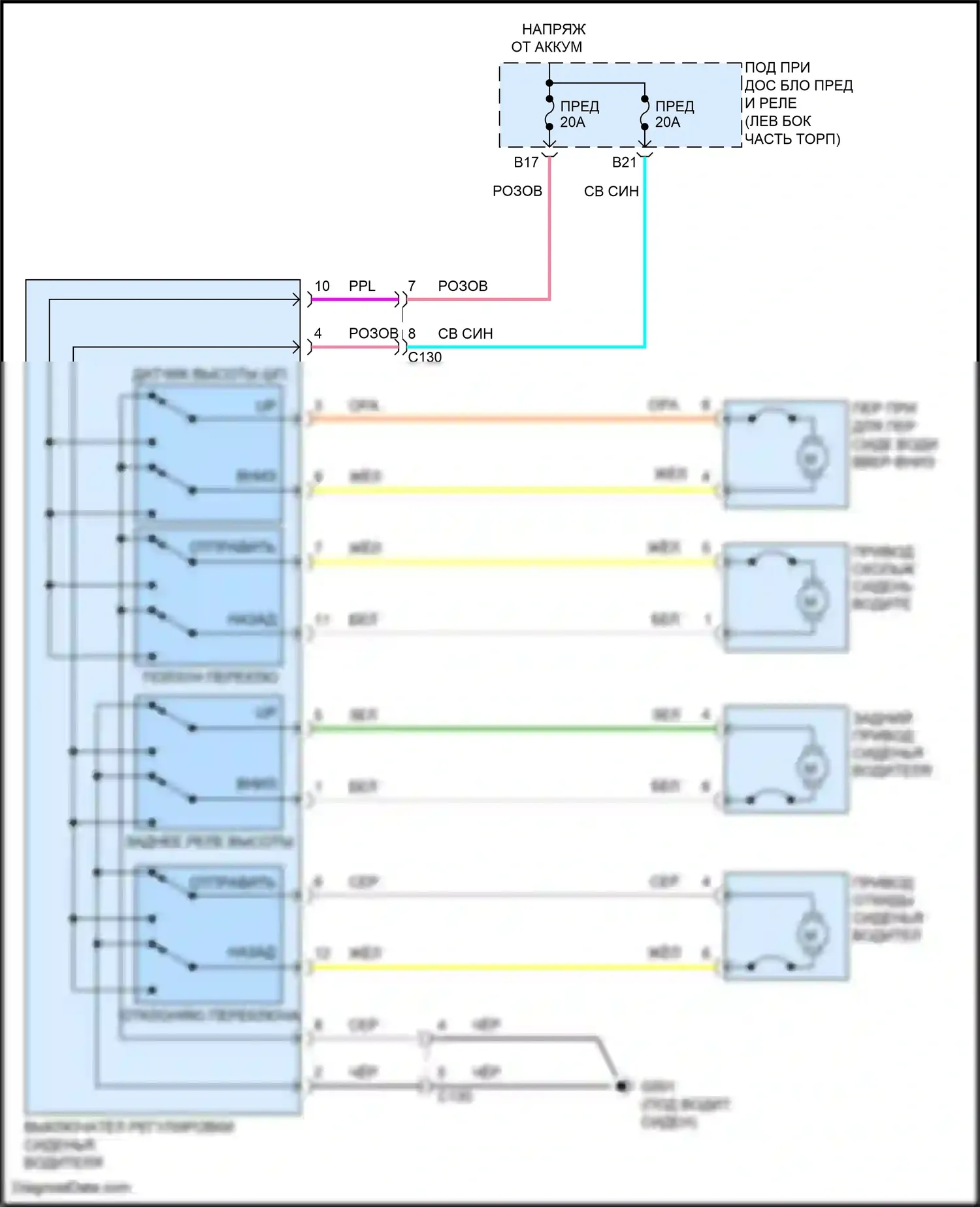CR-V Honda V рестайлинг (2019-2024): Питание водительского сиденья электросхема 