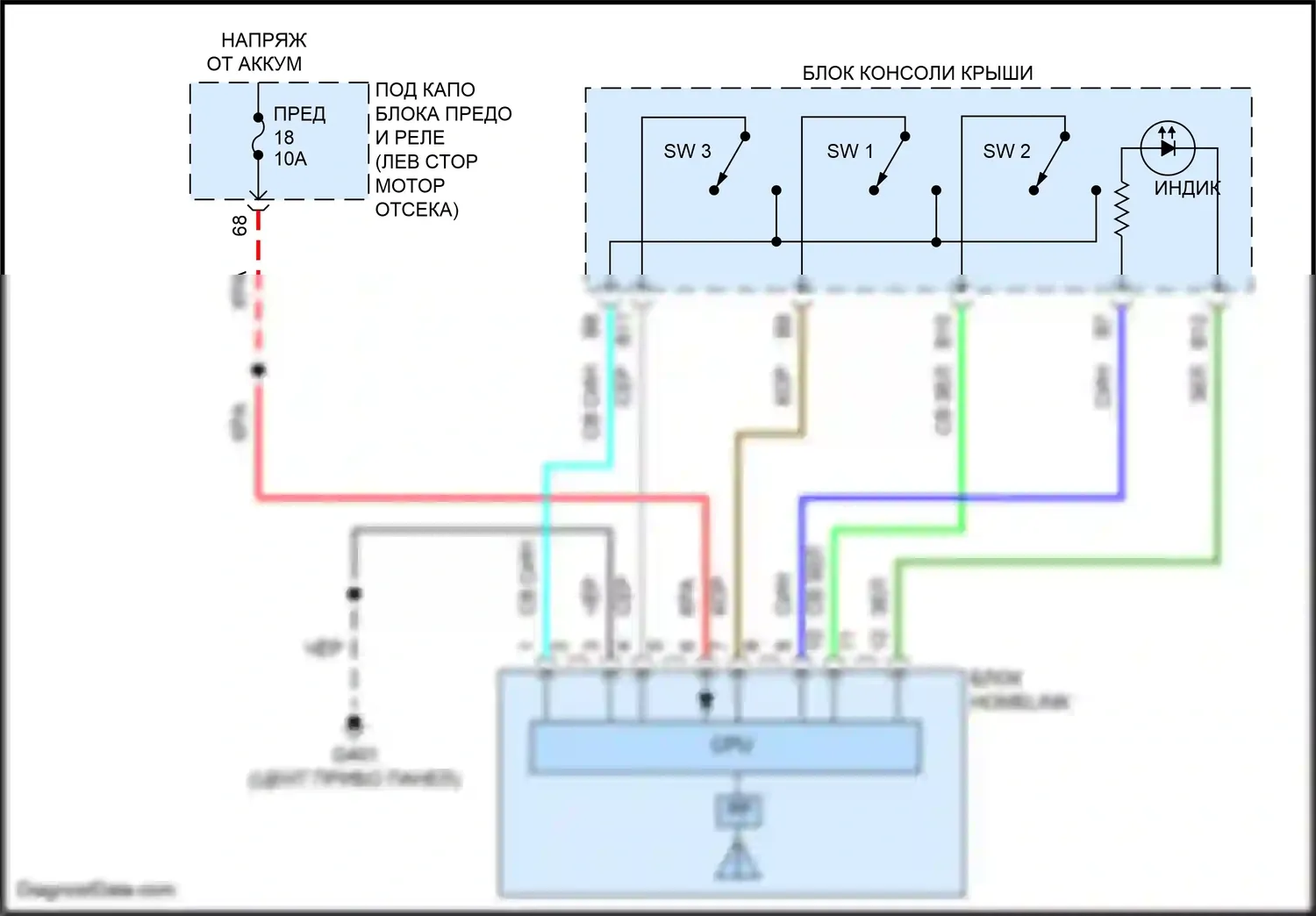 CR-V Honda V рестайлинг (2019-2024): Электросхема дистанционного управления homelink, с панорамной стеклянной крышей 