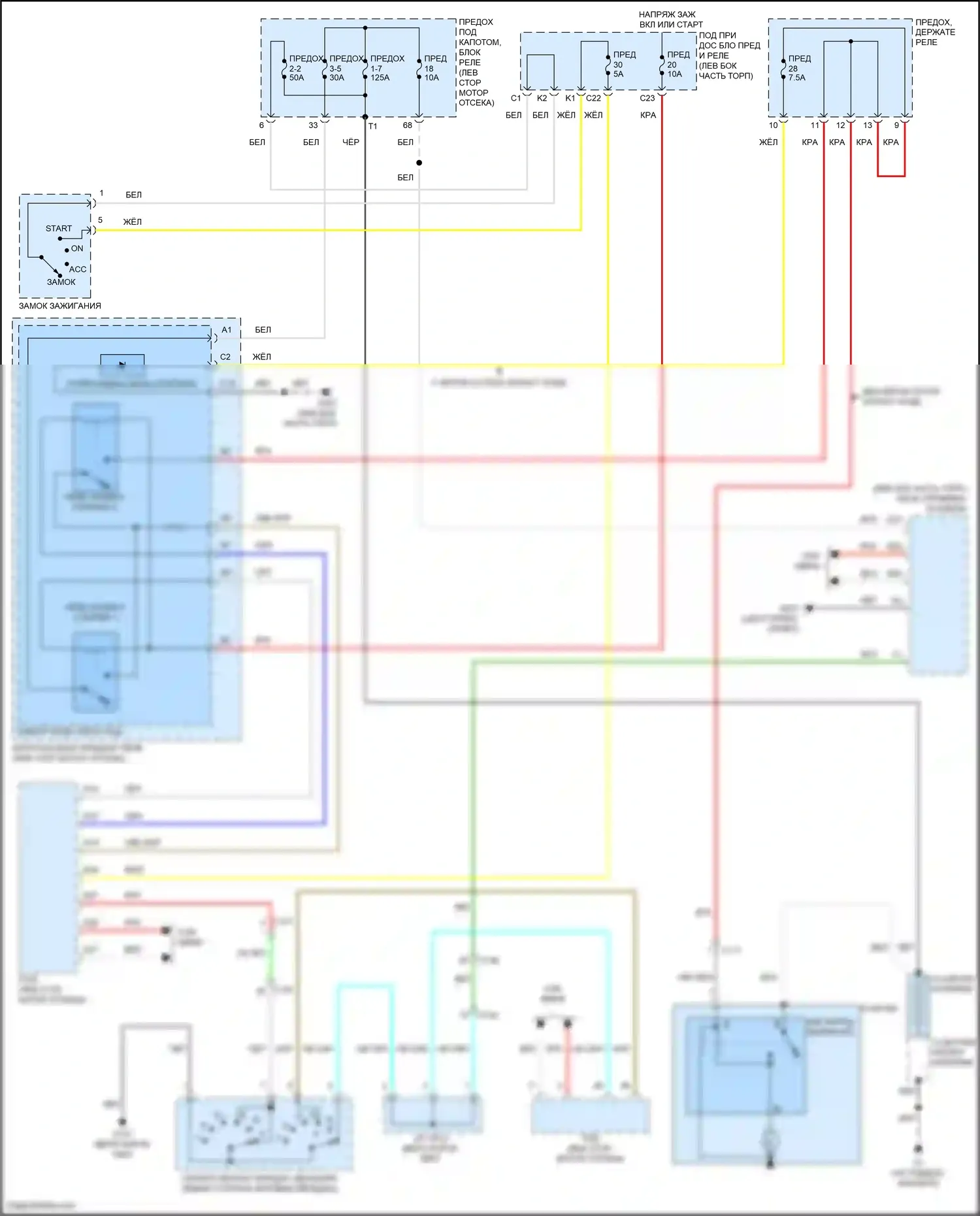 CR-V Honda V рестайлинг (2019-2024): Электросхема стартера, без бесключевого доступа 