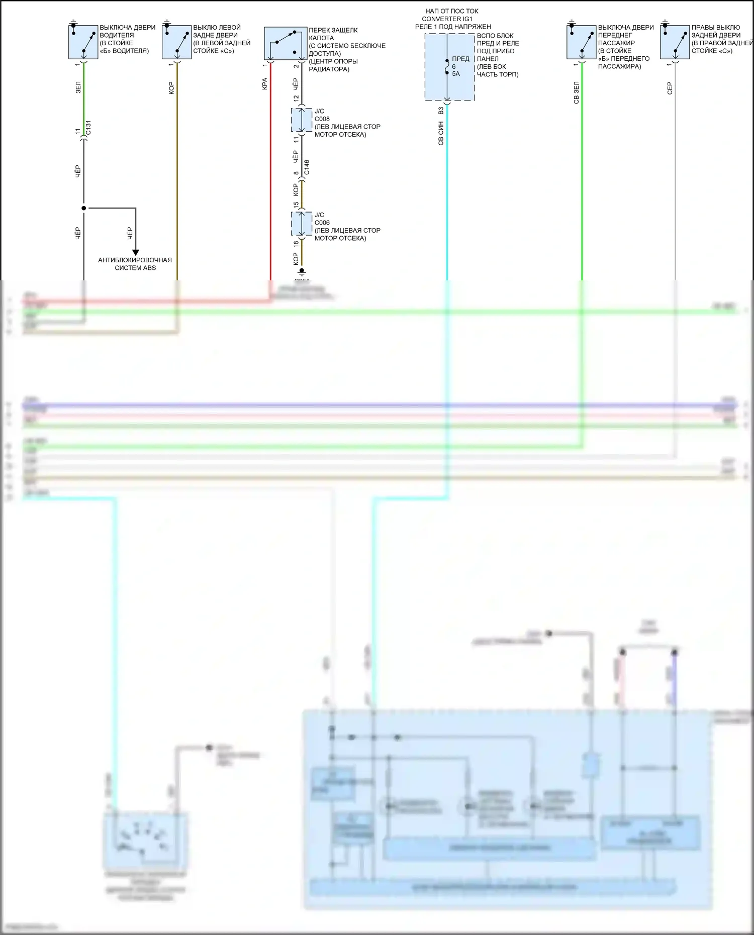 CR-V Honda V рестайлинг (2019-2024): Электросхема центрального замка, кроме гибридного (4 из 6) 