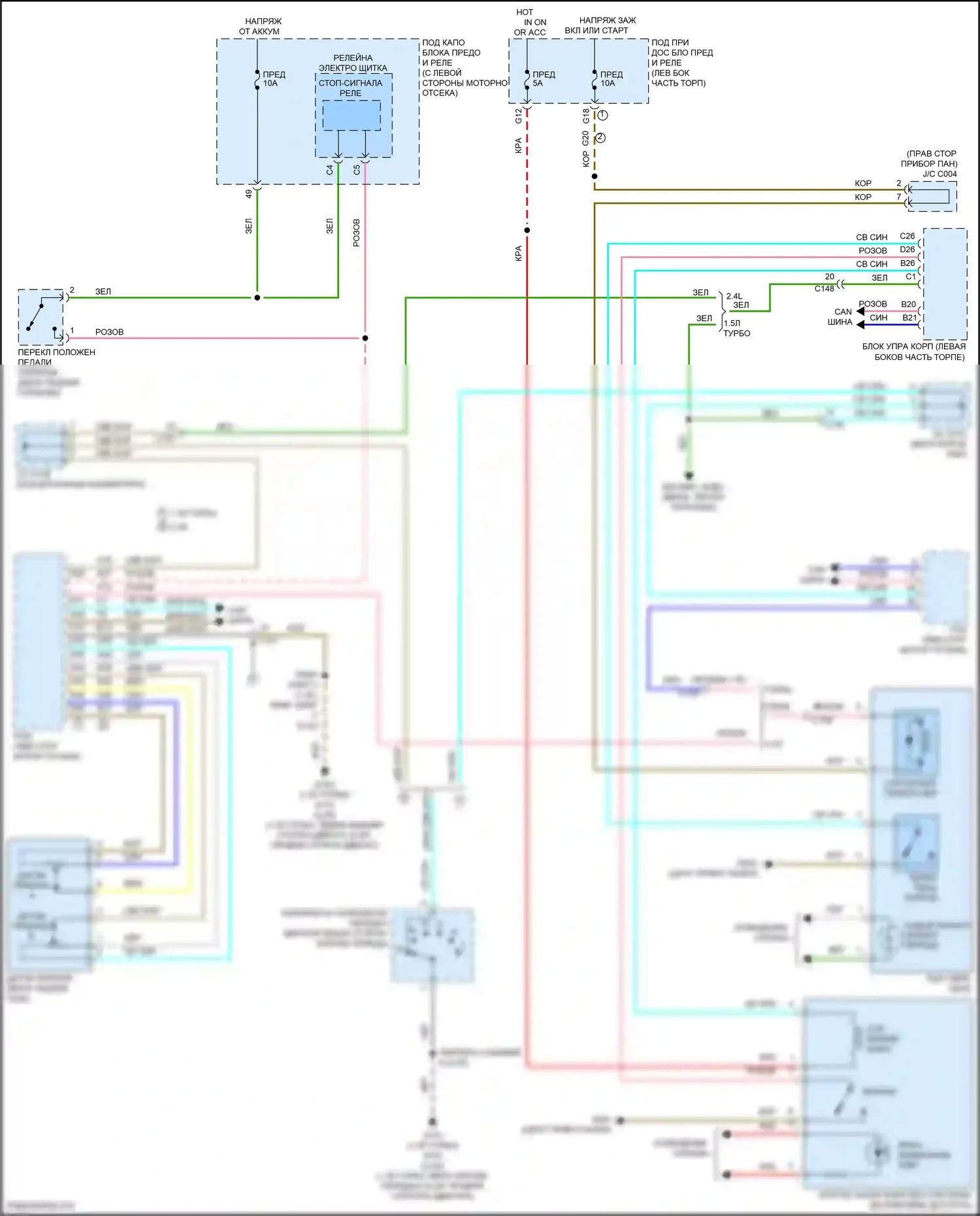 CR-V Honda V (2016-2022): Электросхема блокировки селектора 