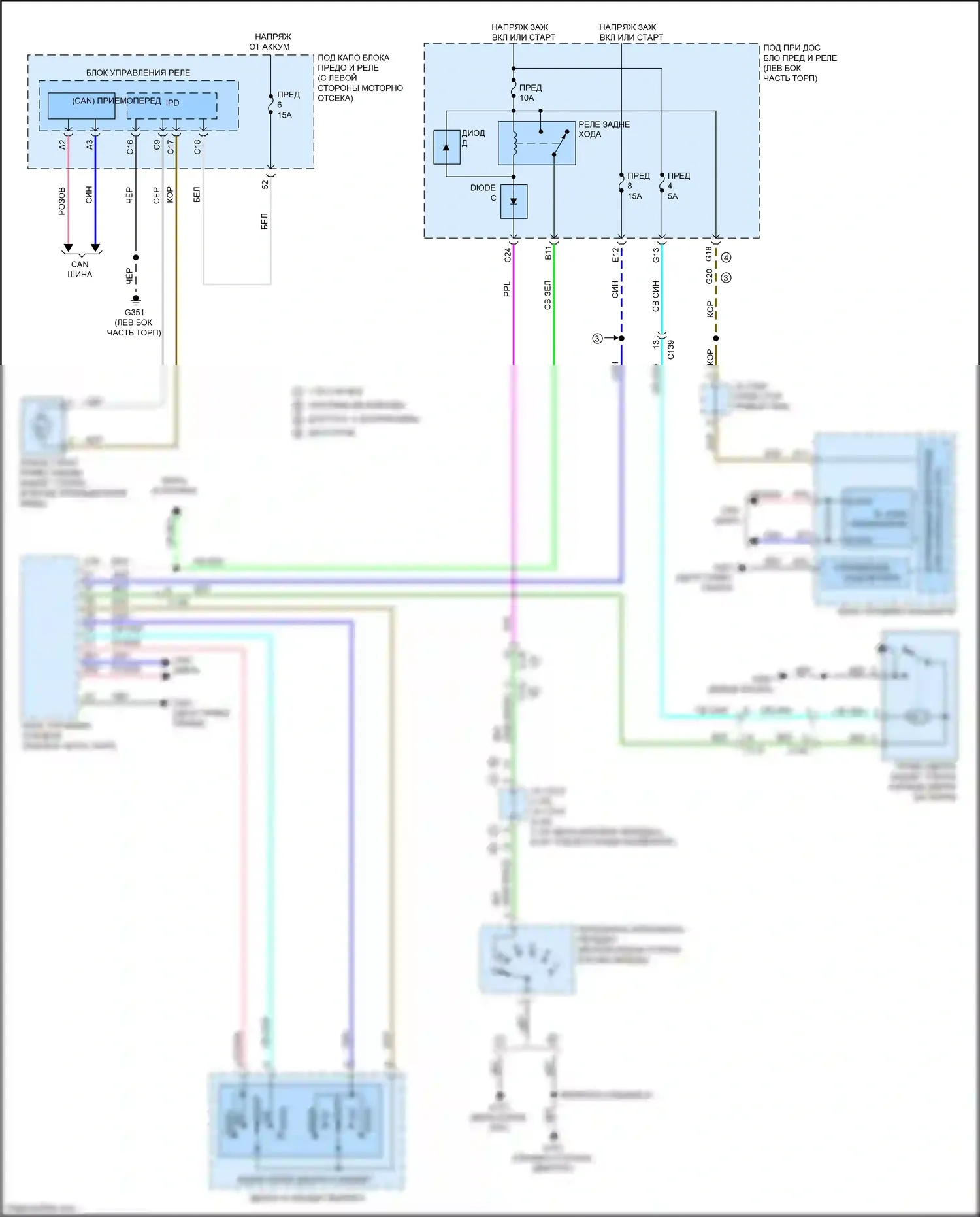 CR-V Honda V (2016-2022): Электросхема задних дворников и омывателей 