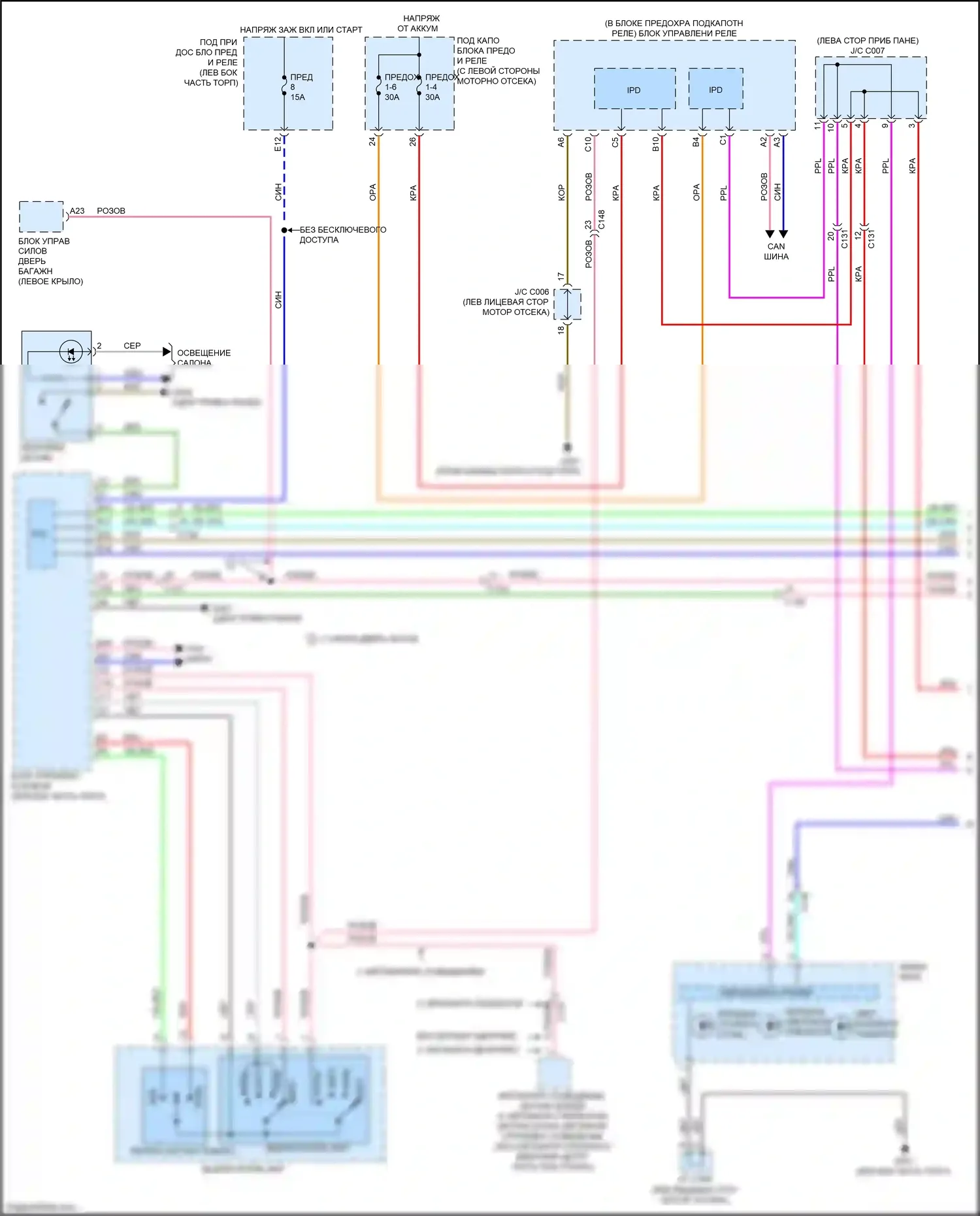 CR-V Honda V (2016-2022): Электросхема фар и фонарей (1 из 3) 