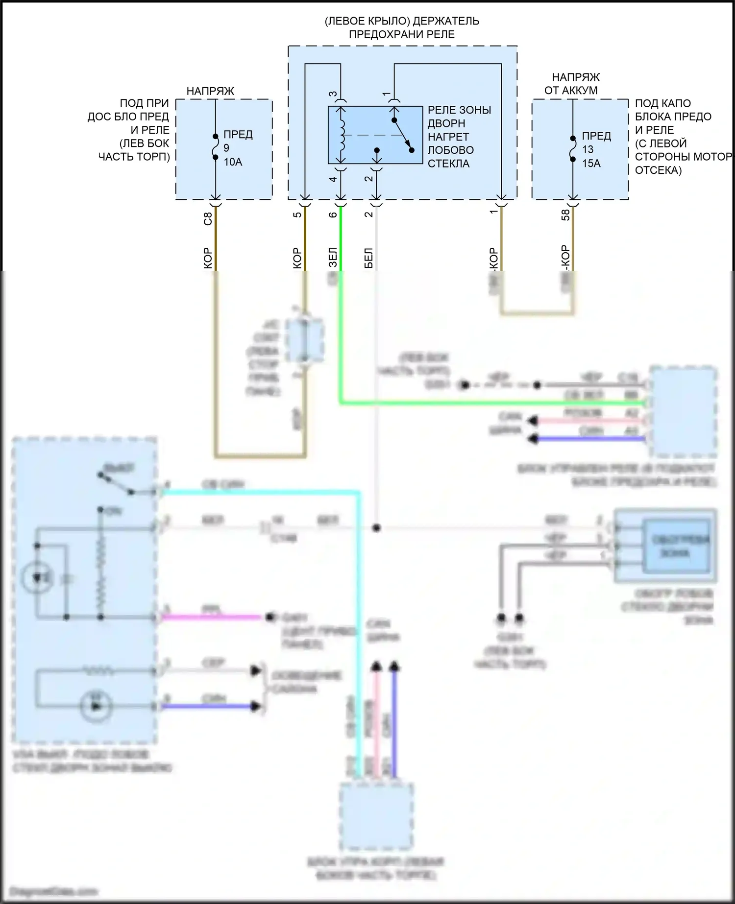 CR-V Honda V (2016-2022): Электросхема обогреваемого лобового стекла 
