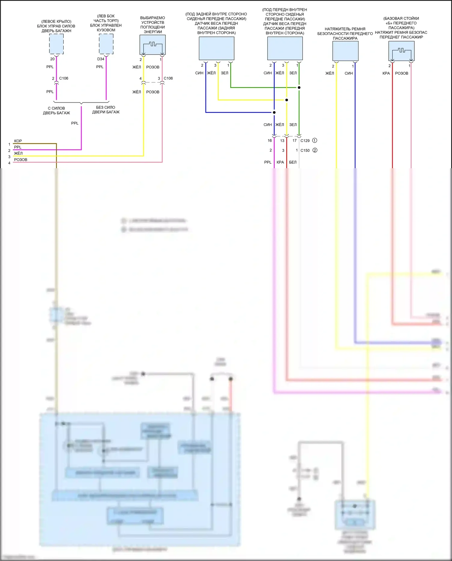 CR-V Honda V (2016-2022): Электросхема подушек безопасности (2 из 3) 