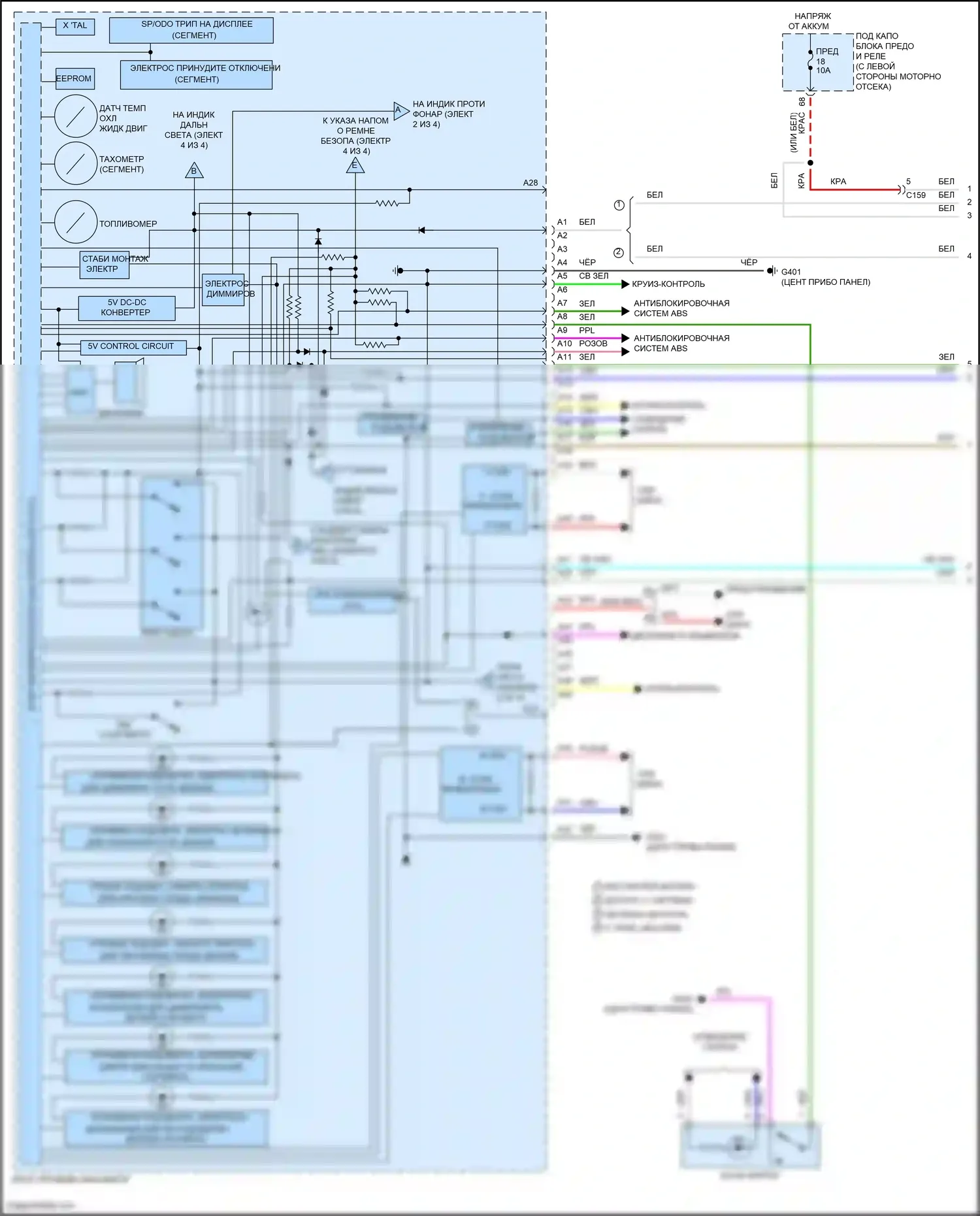 CR-V Honda V (2016-2022): Электросхема приборной панели (1 из 4) 