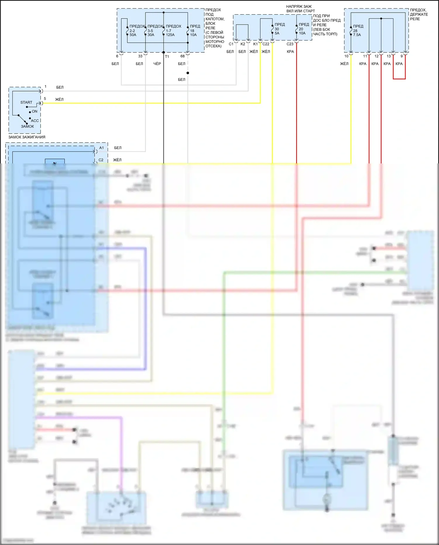 CR-V Honda V (2016-2022): Электросхема стартера, без бесключевого доступа 
