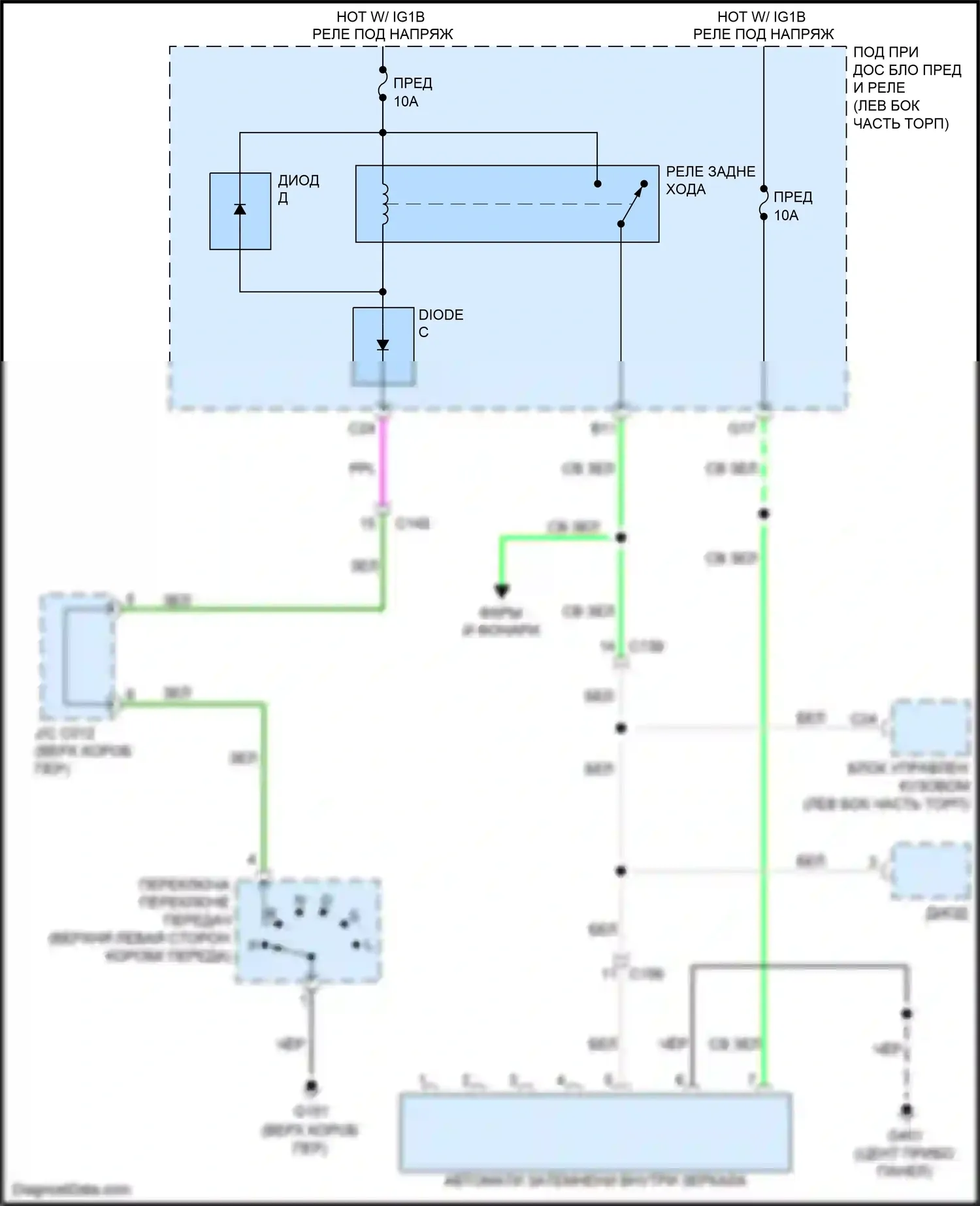 CR-V Honda V (2016-2022): Электросхема автоматического дневного/ночного зеркала 