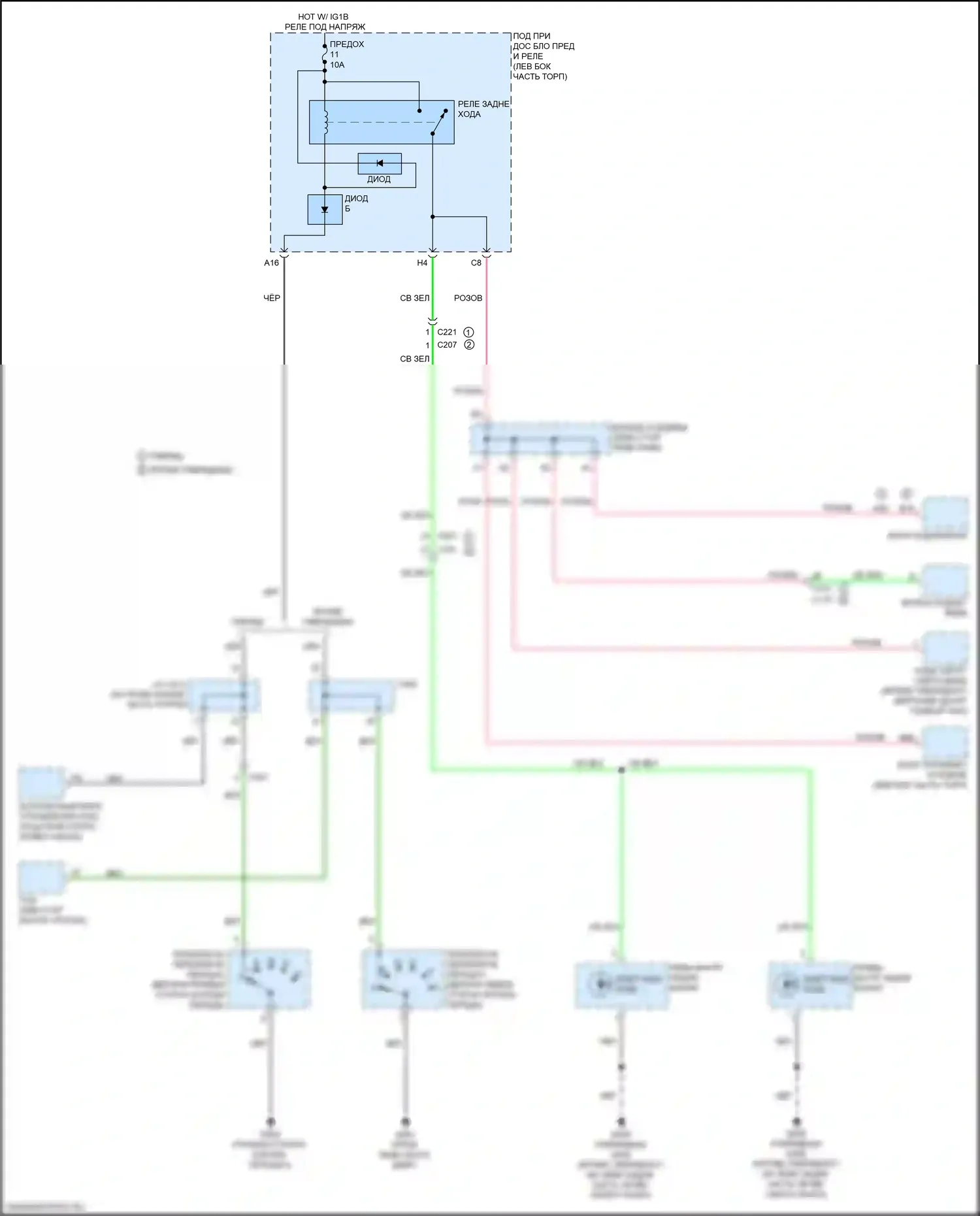CR-V Honda VI (2022-2024): Электросхема фонарей заднего хода 