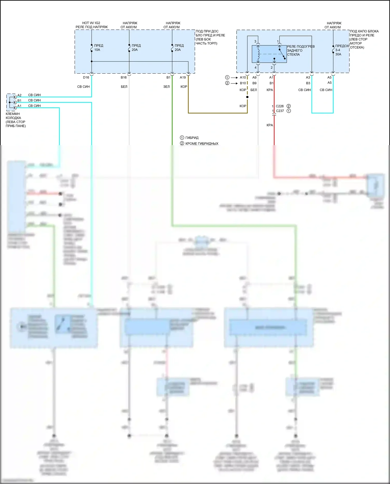 CR-V Honda VI (2022-2024): Электросхема подогрева стекол 