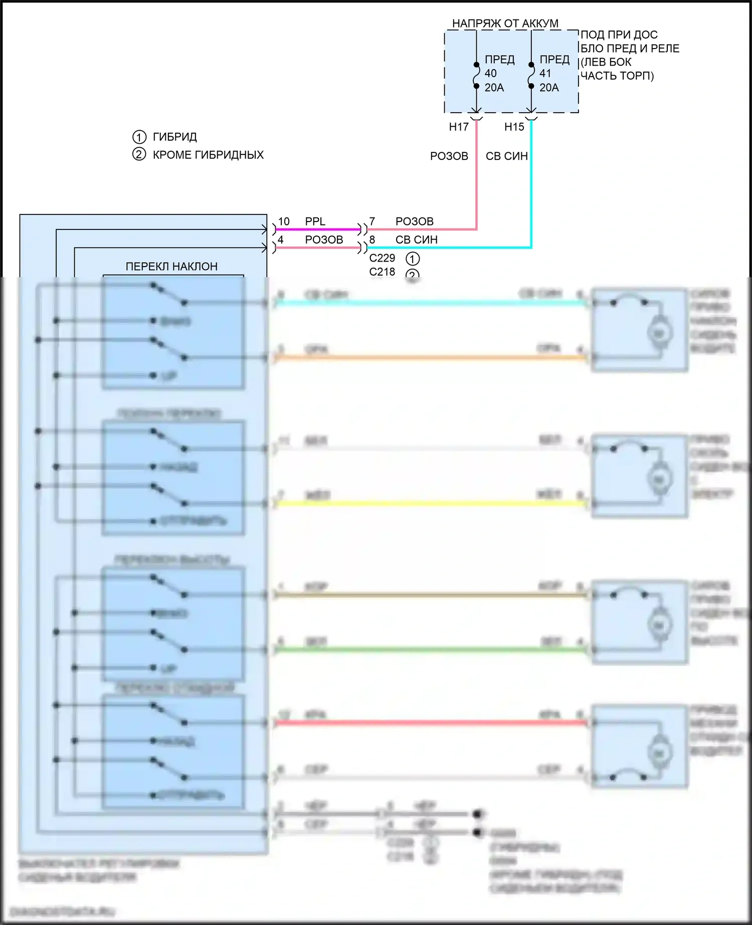 CR-V Honda VI (2022-2024): Питание водительского сиденья электросхема 