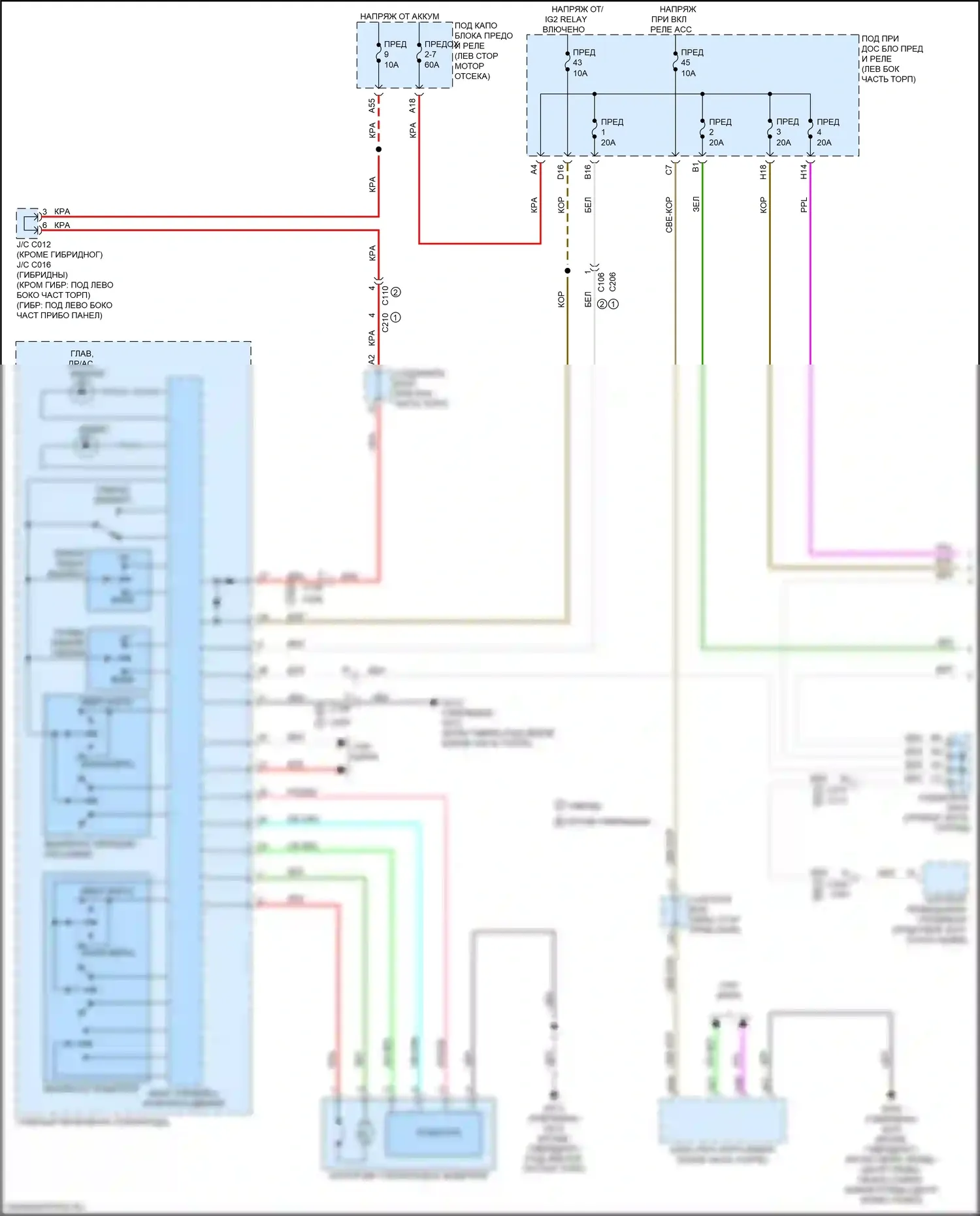 CR-V Honda VI (2022-2024): Электросхема стеклоподъемников, функция автоматического включения/выключения передних и задних стеклоподъемников (1 из 2) 