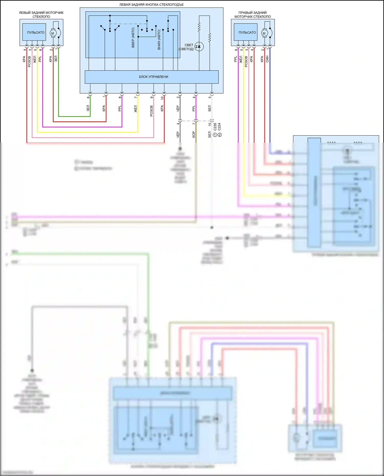CR-V Honda VI (2022-2024): Электросхема стеклоподъемников, функция автоматического включения/выключения передних и задних стеклоподъемников (2 из 2) 