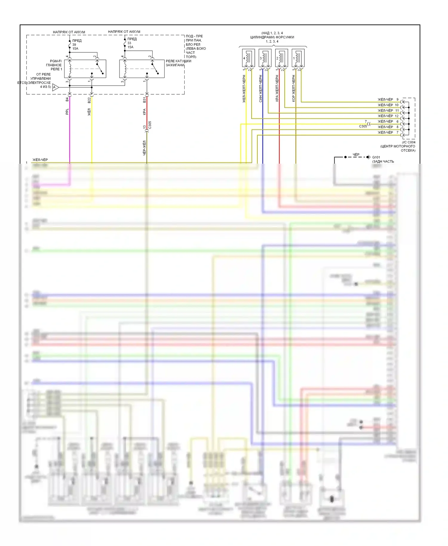 CR-Z Honda I (2010-2016): Электросхема двигателя 1.5л, электросхема органов управления двигателем (5 из 5) 
