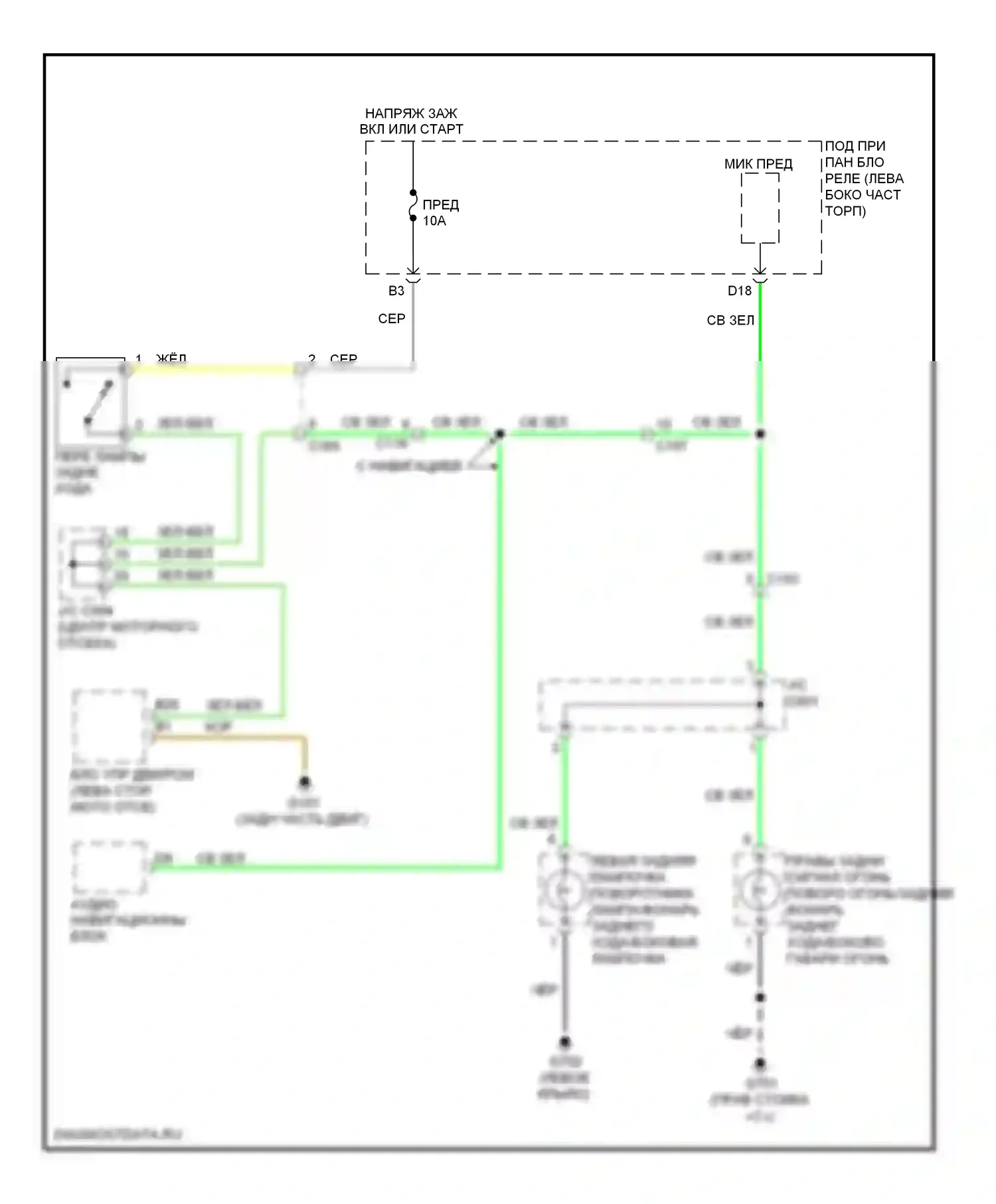 CR-Z Honda I (2010-2016): Электросхема резервных ламп, мкп 